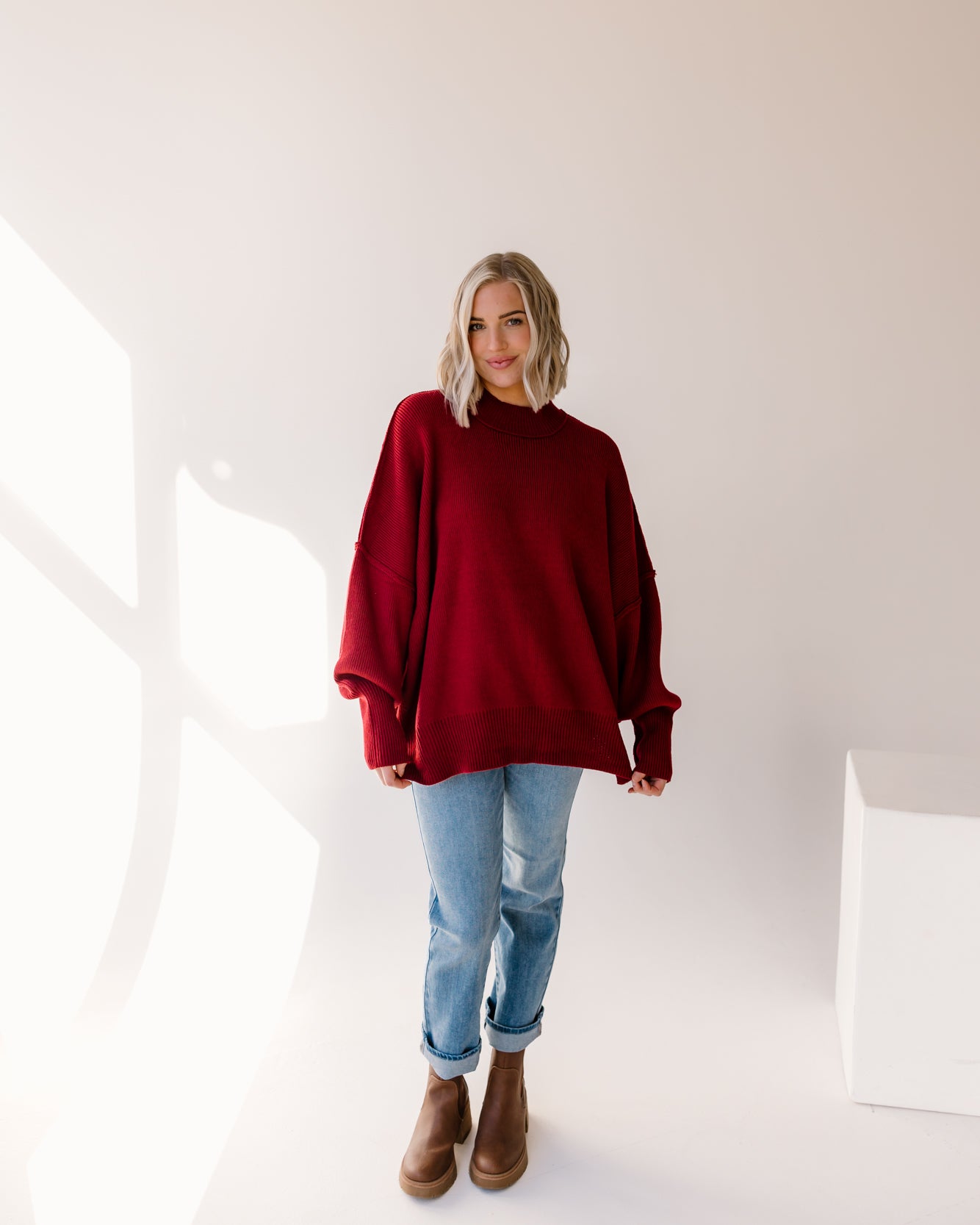 Ryder Side Slit Oversized Sweater | Cabernet