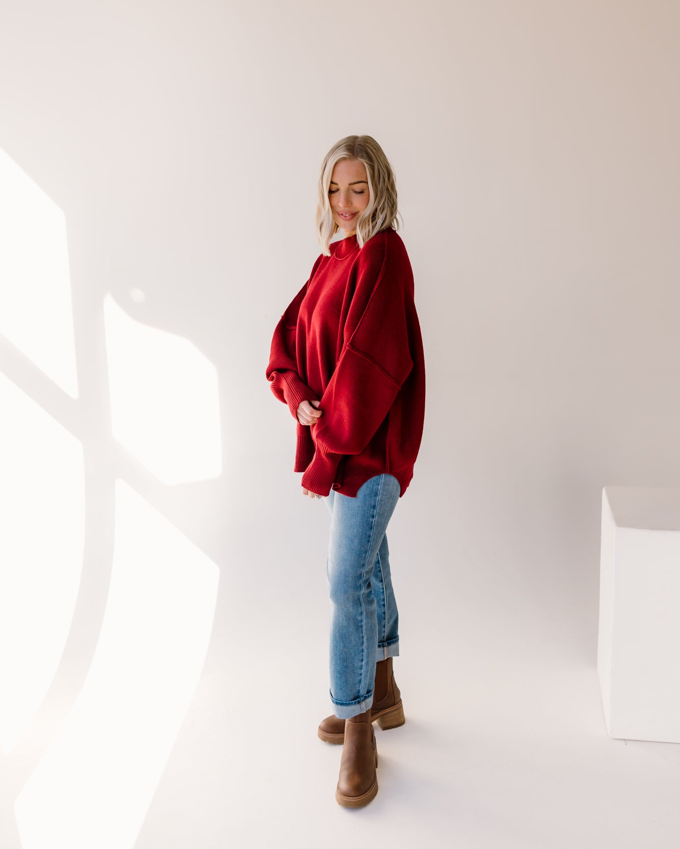 Ryder Side Slit Oversized Sweater | Cabernet