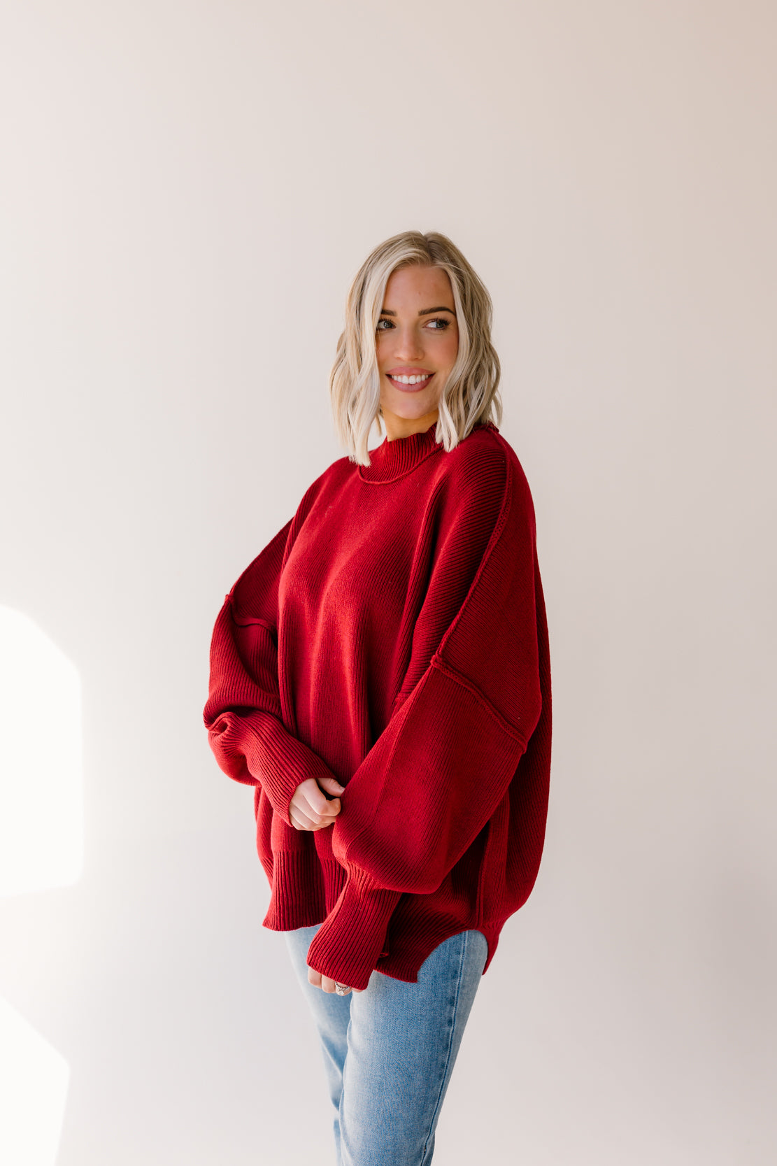 Ryder Side Slit Oversized Sweater | Cabernet