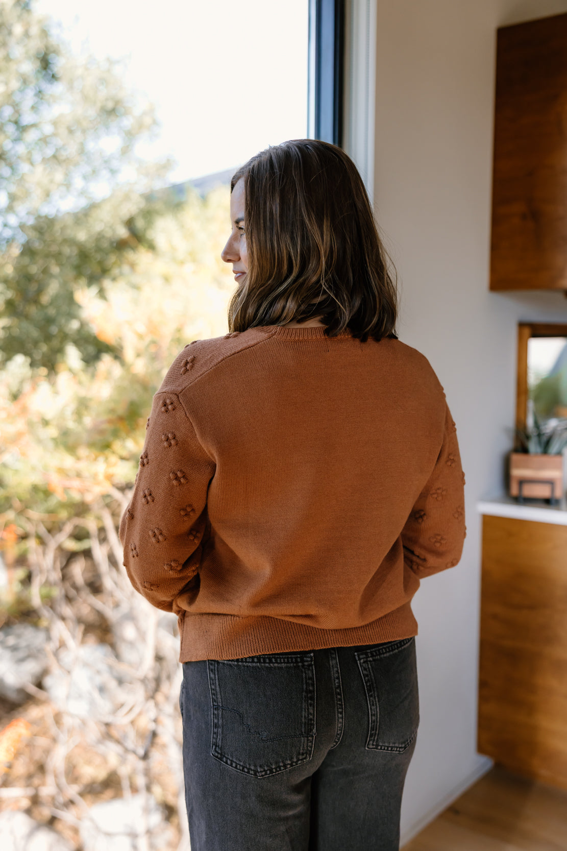Emilee Pom Pom Sweater | Brick