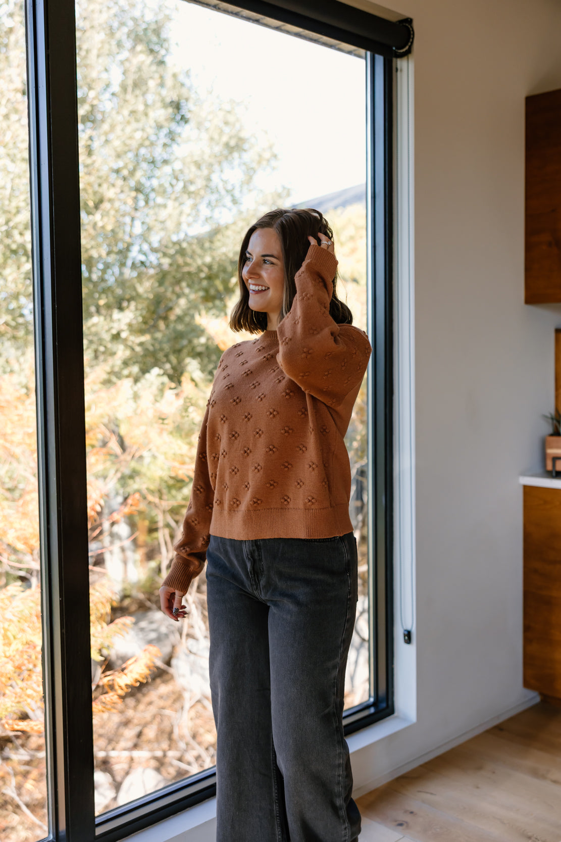 Emilee Pom Pom Sweater | Brick
