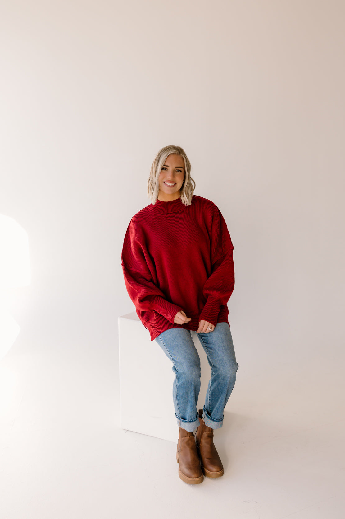 Ryder Side Slit Oversized Sweater | Cabernet