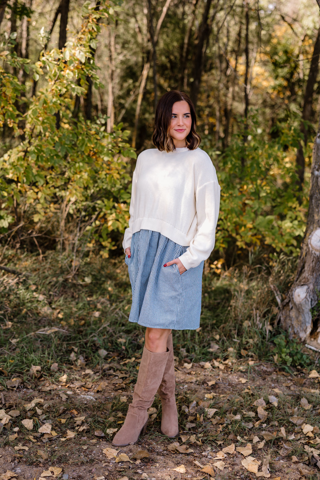 Brooke Mini Sweater Dress | Cream/Olive