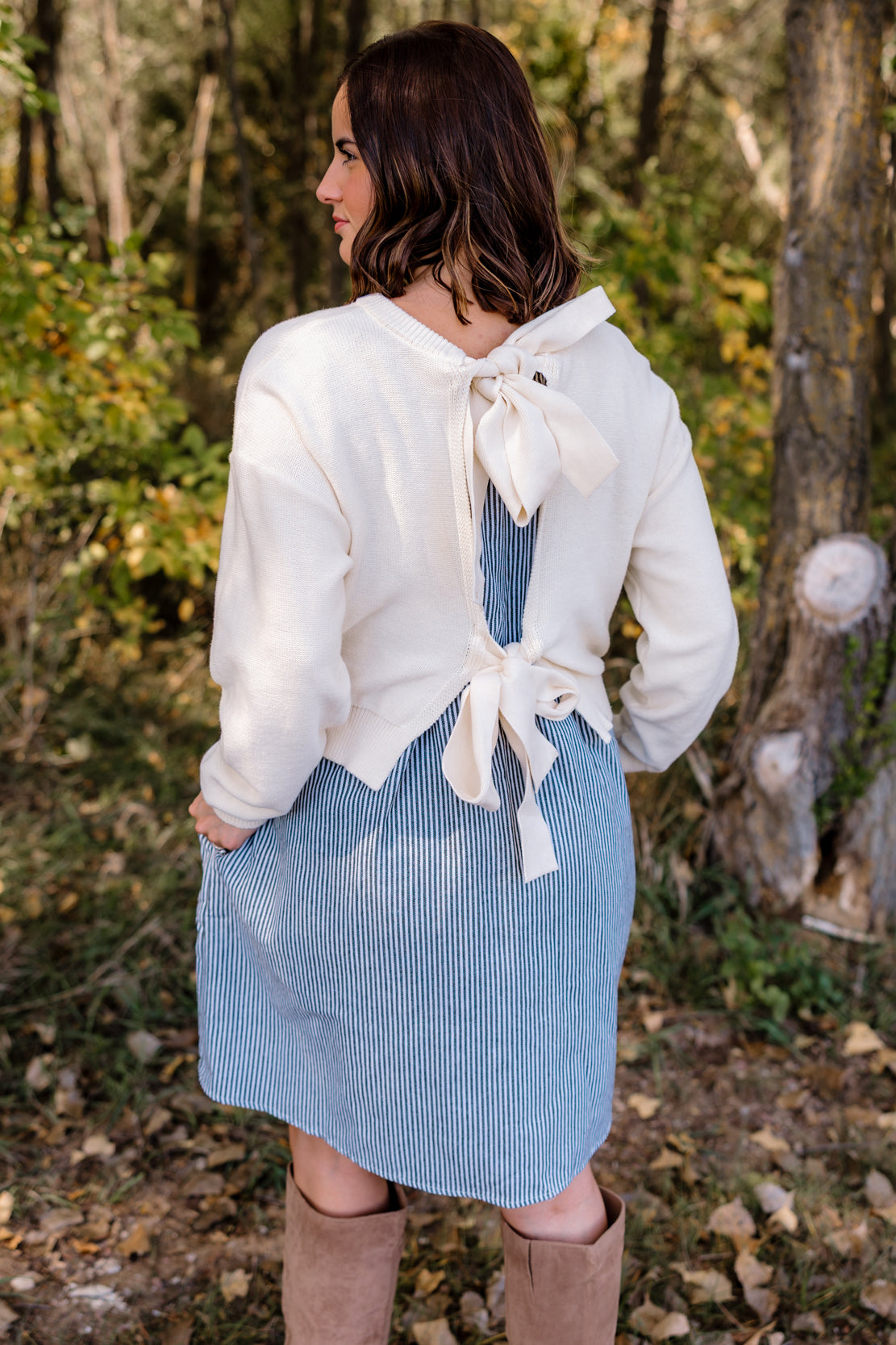 Brooke Mini Sweater Dress | Cream/Olive