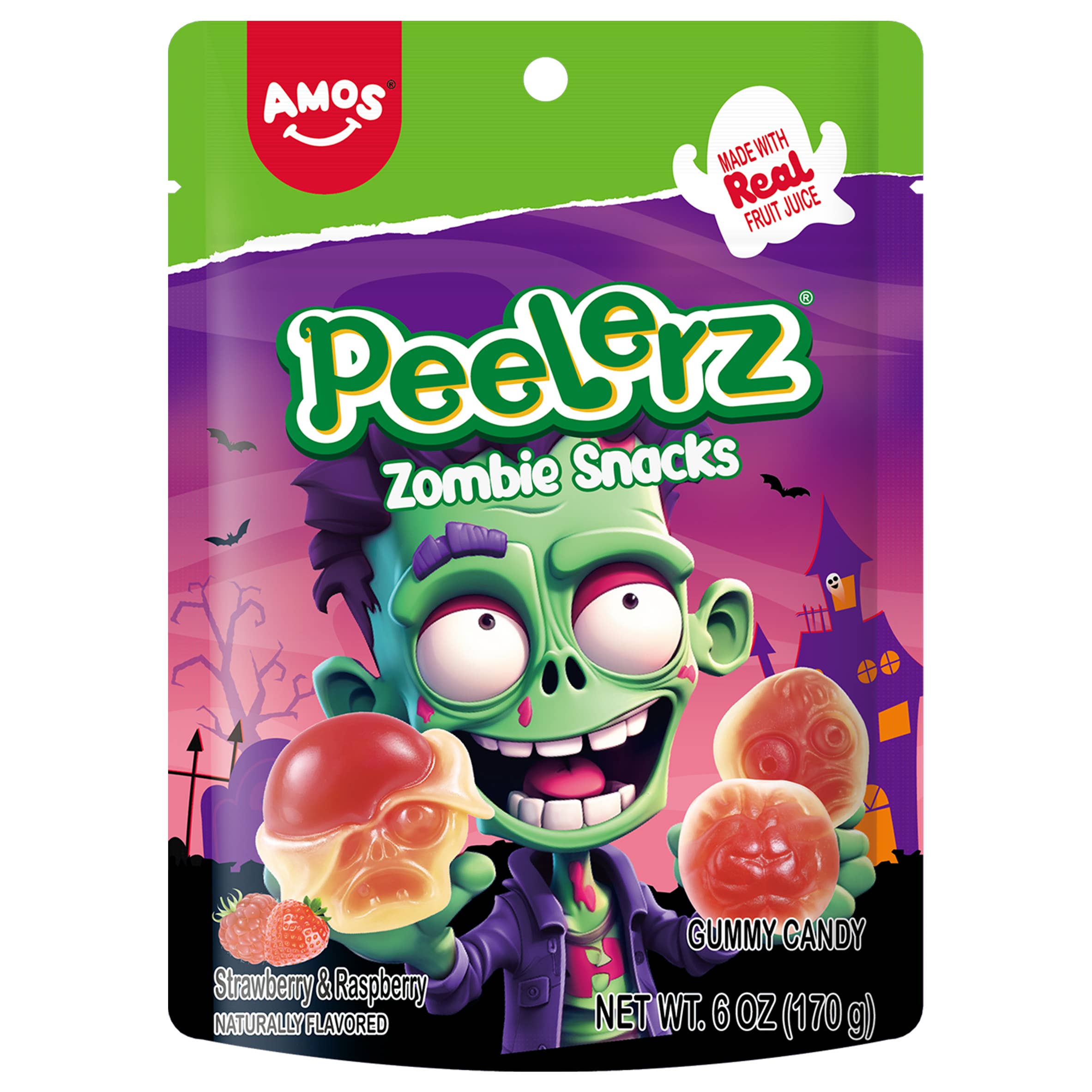 Amos Halloween Peelerz Gummy Zombie Snacks 6oz.