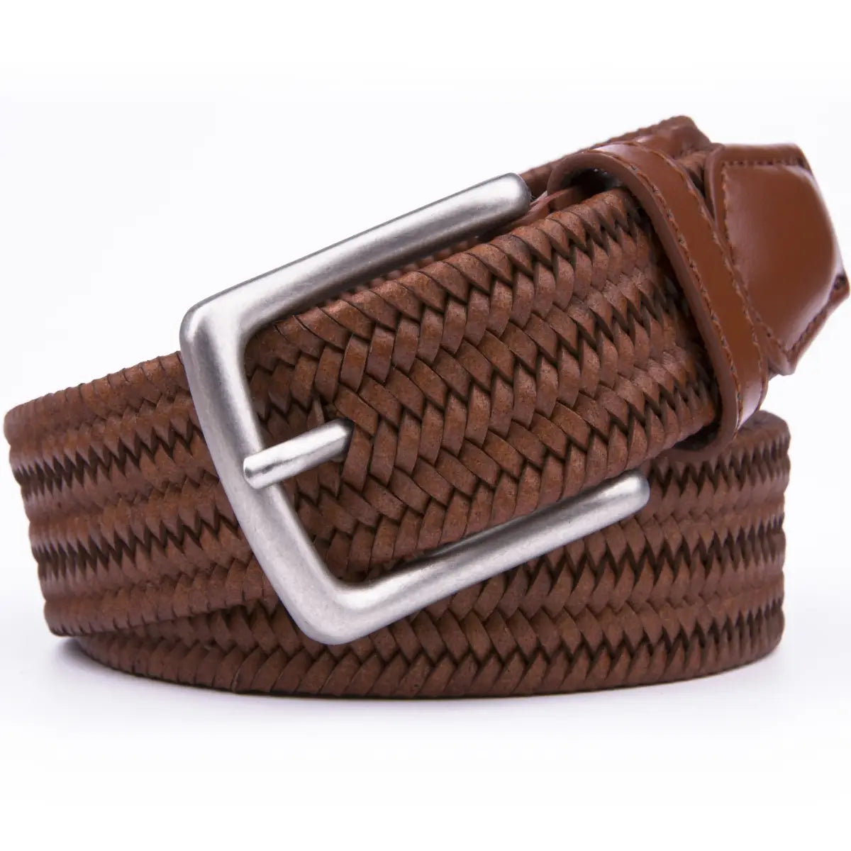 Leather Braided Bet | Cognac