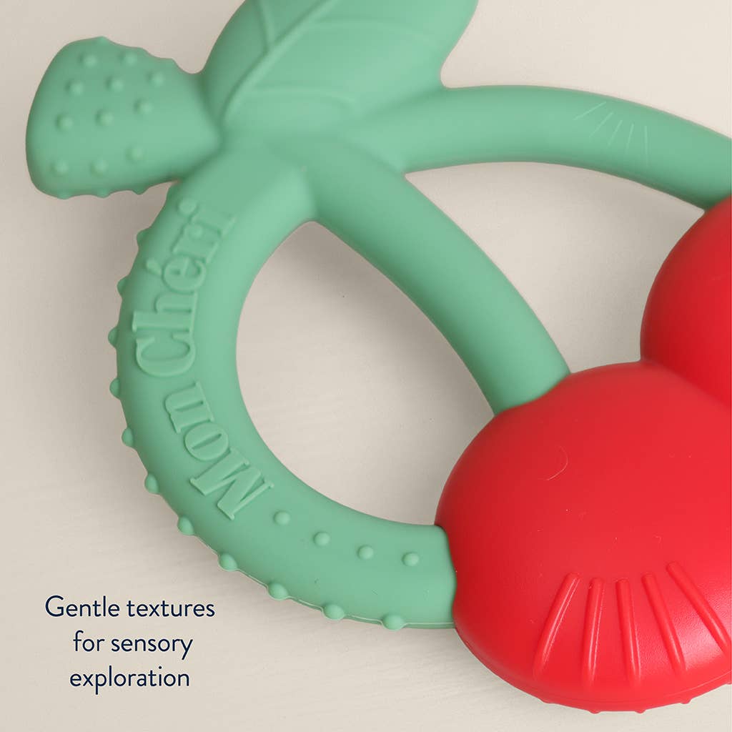 Bitzy Shake Silicone Teether with Rattle | Cherries