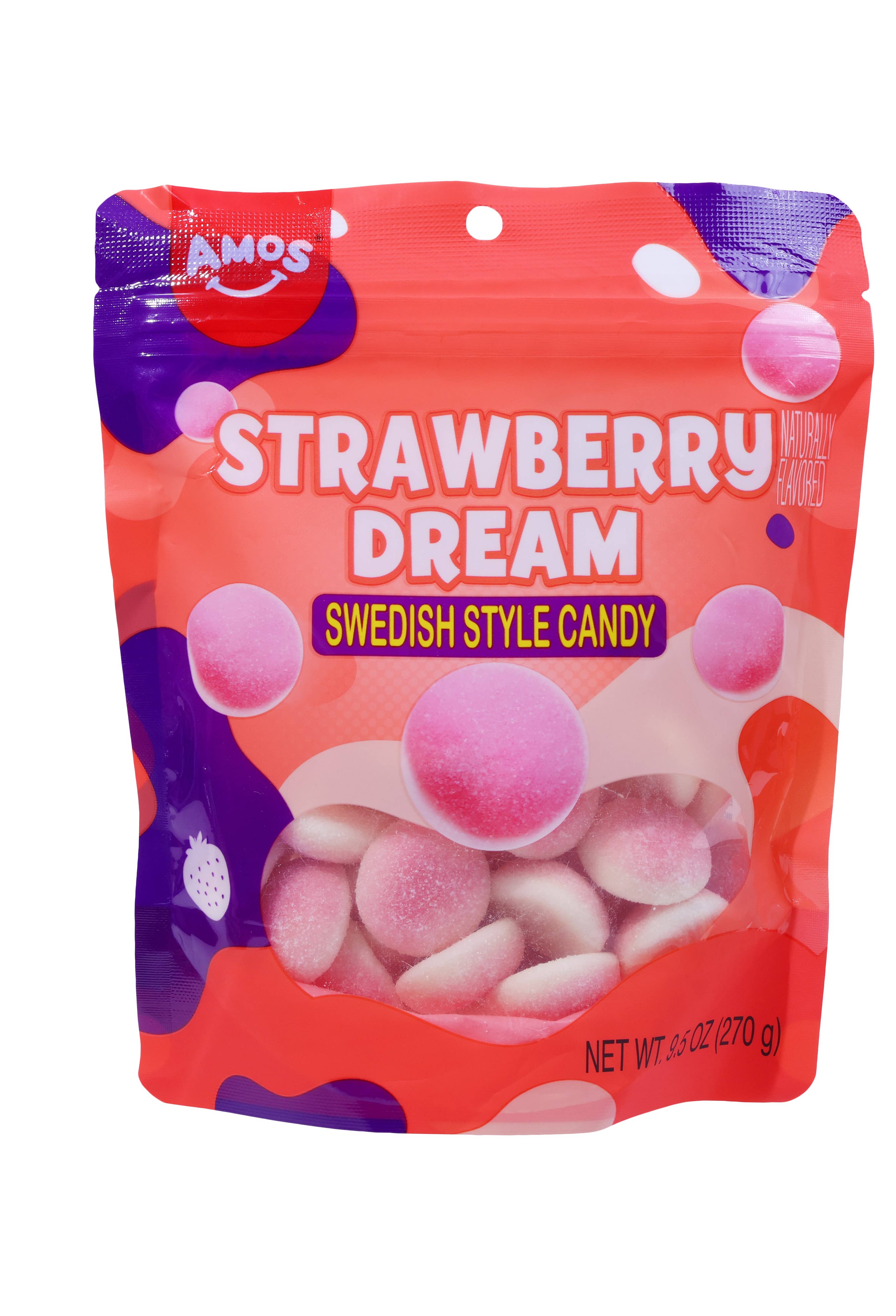 Amos Swedish Style Candy Strawberry Dream 9.5oz.