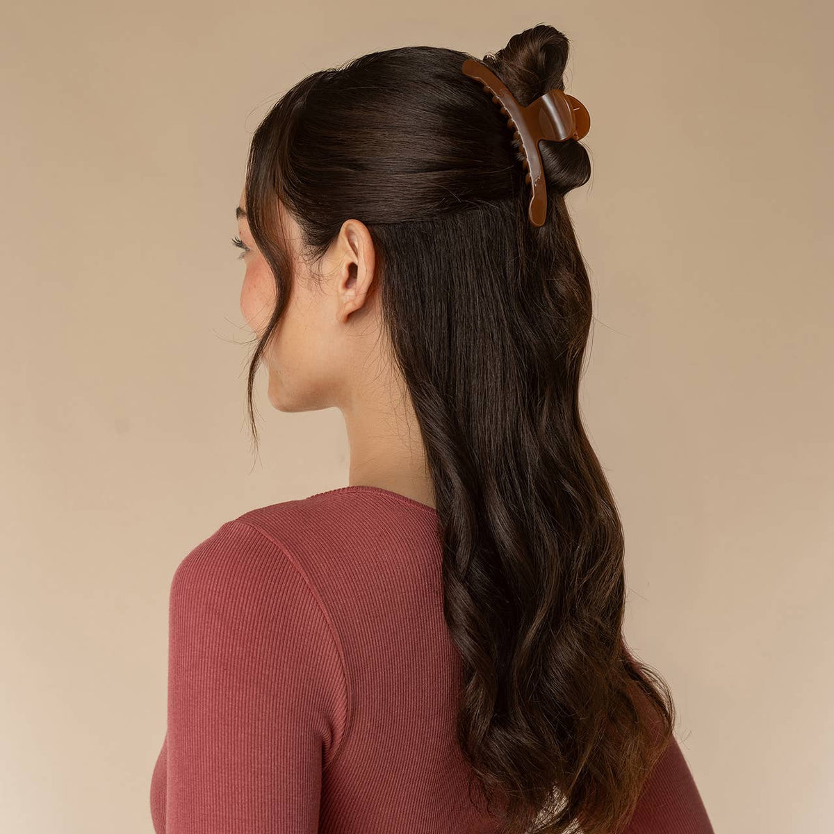 Recycled Plastic Large Arched Clip | Mocha
