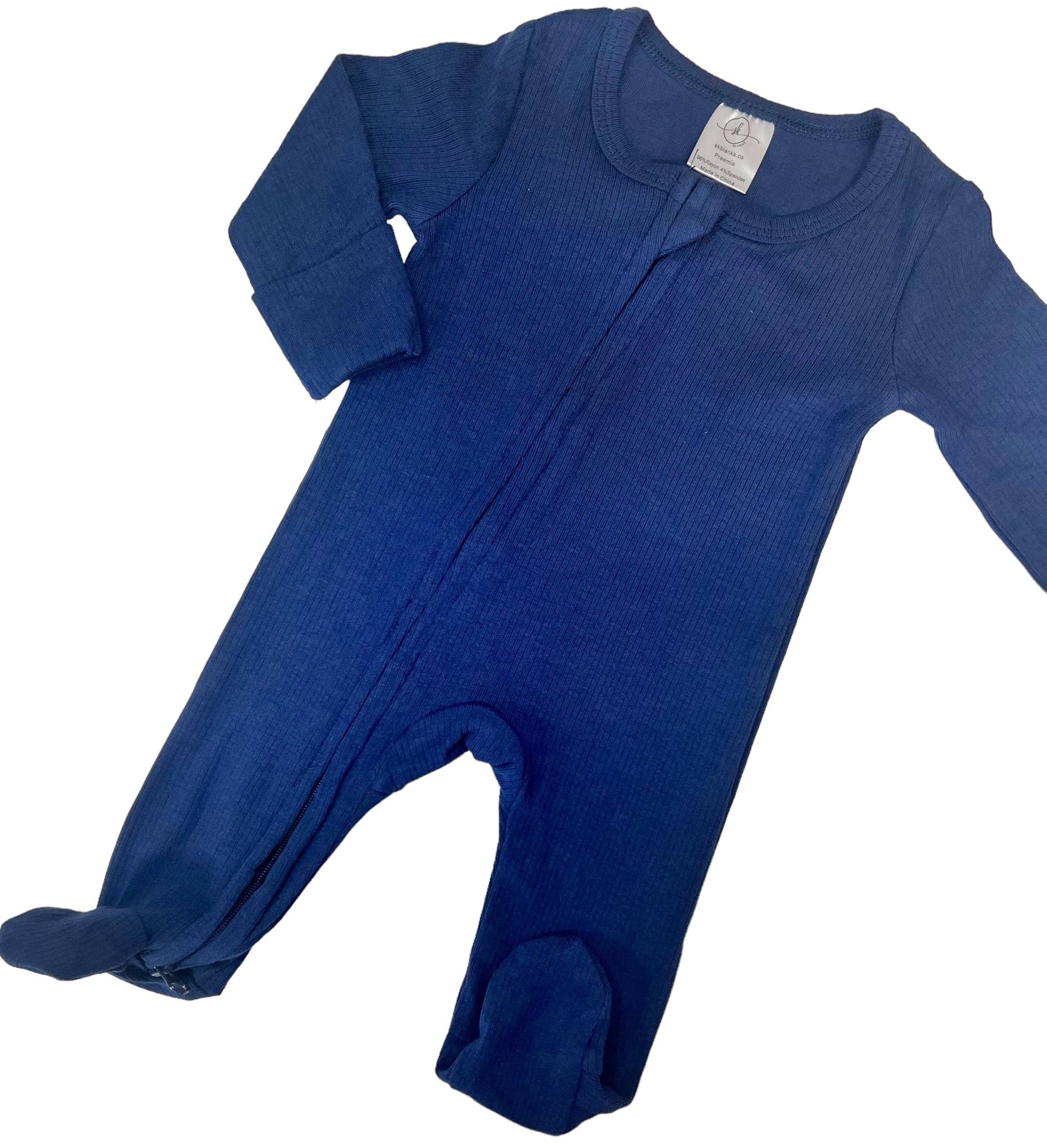Ribbed Footie-Non Ruffle | Navy