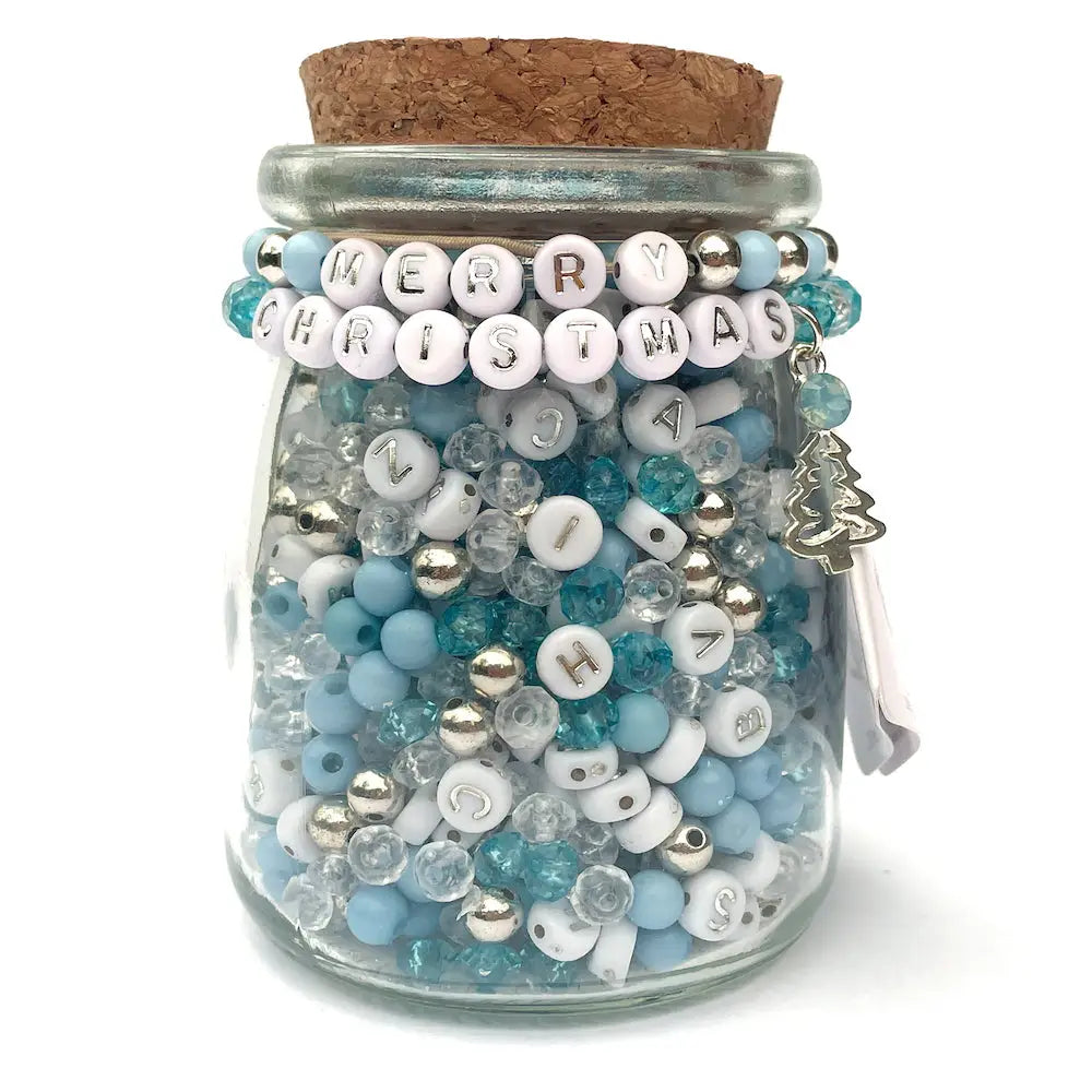 Frosty Christmas Bead Jar