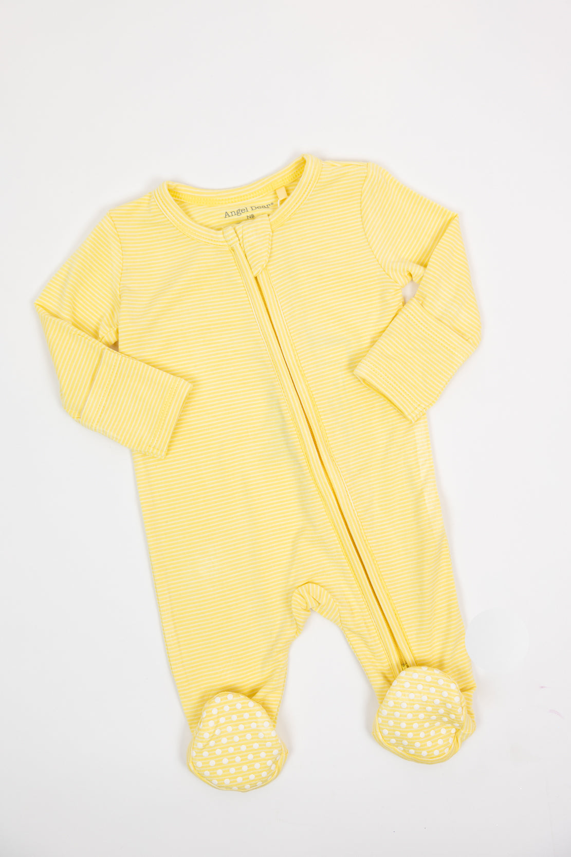 Angel Dear 2 Way Zipper Footie | Stripe Baby Chicks Yellow