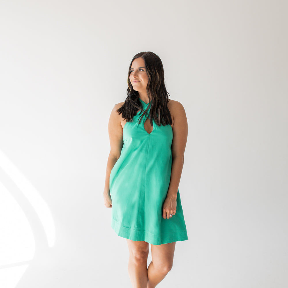 Matilda Halter Neck Mini Dress | Kelly Green