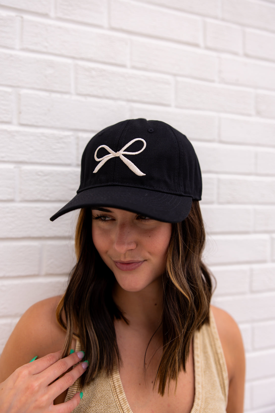 Bow Baseball Hat | Black/White