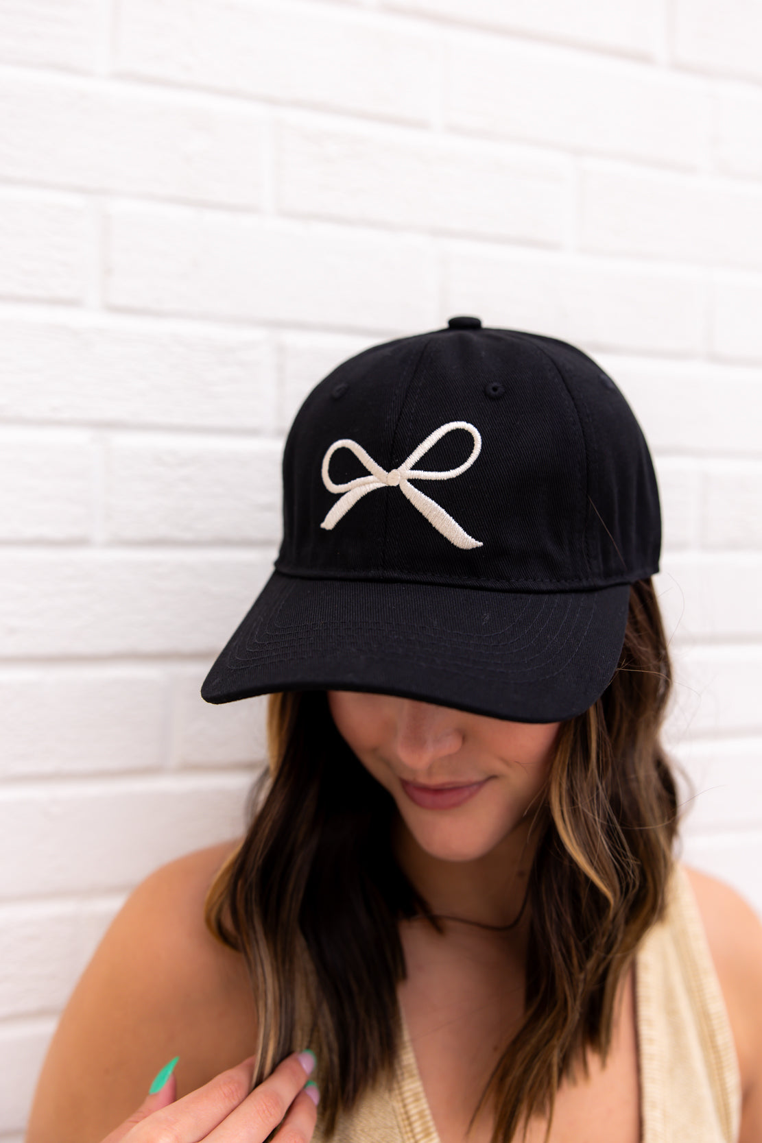 Bow Baseball Hat | Black/White