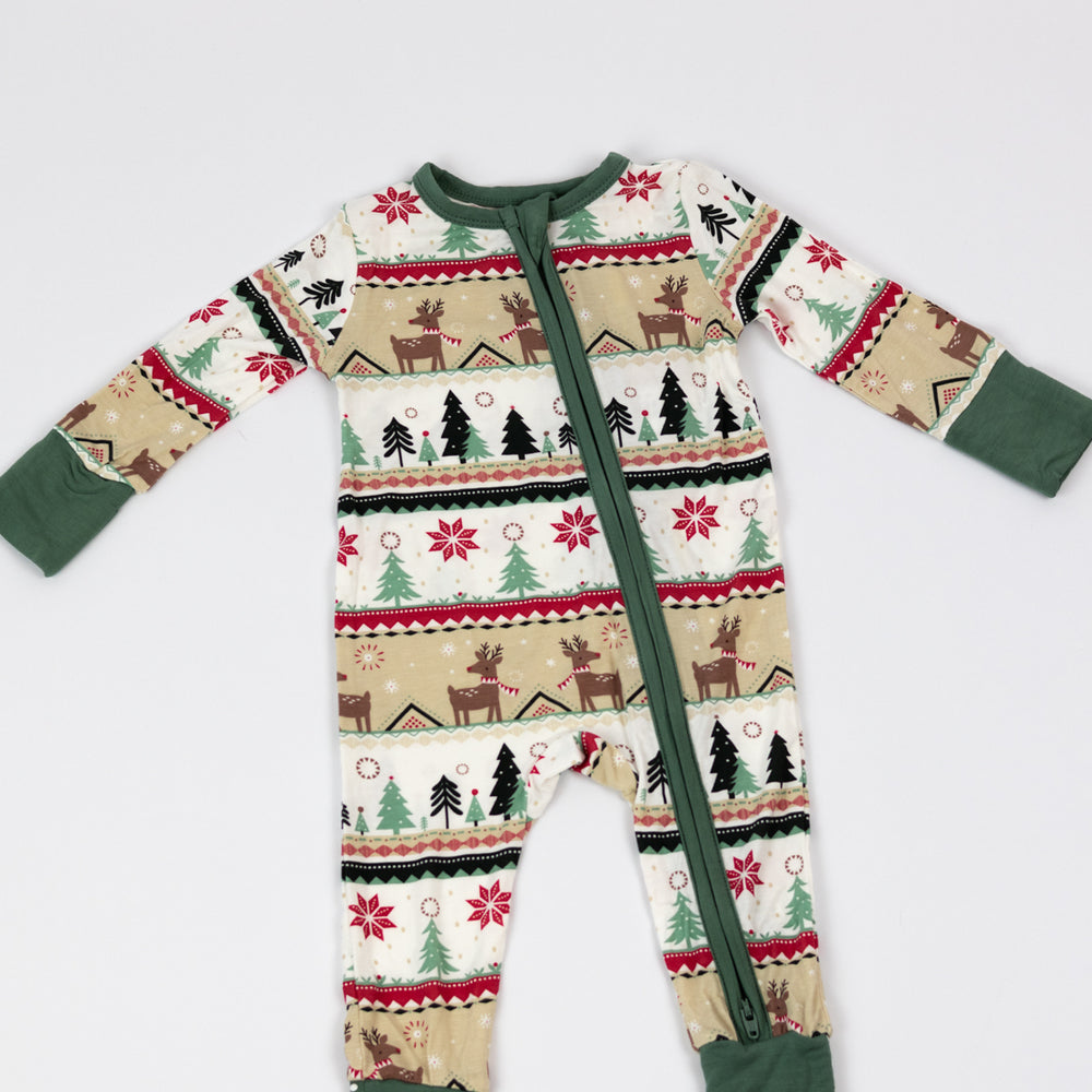 Angel Dear 2 Way Zipper Romper | Reindeer Fair Isle