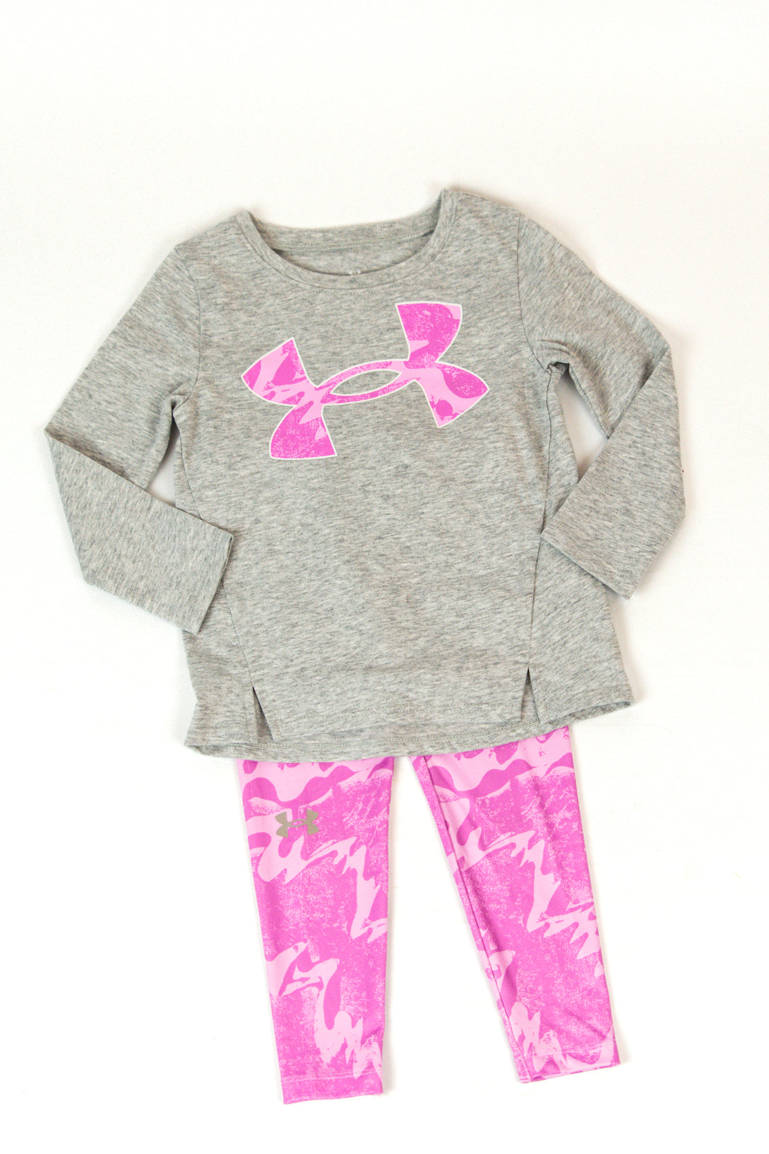 Girls Under Armour Pink/Gray Leggings Set buy 2T