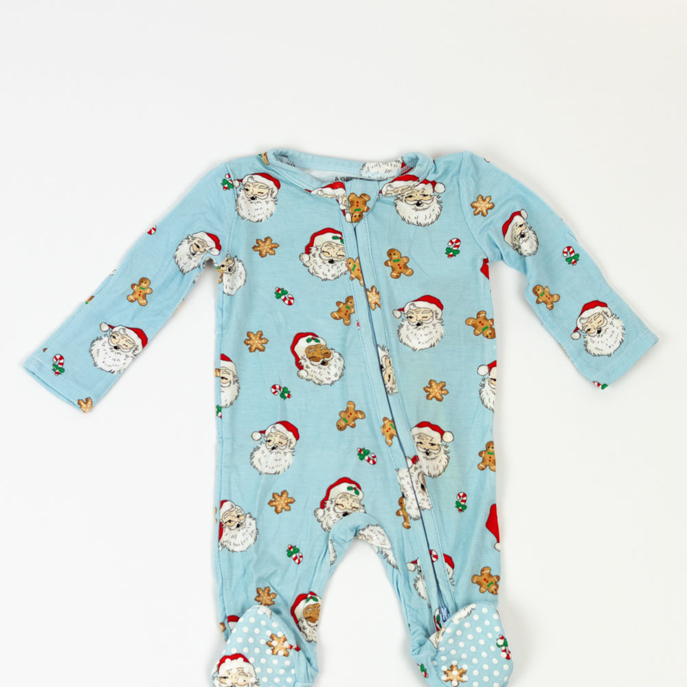 Angel Dear 2 Way Zipper Footie | Vintage Santas Blue