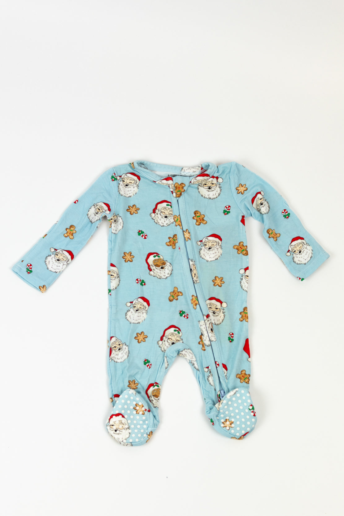 Angel Dear 2 Way Zipper Footie | Vintage Santas Blue