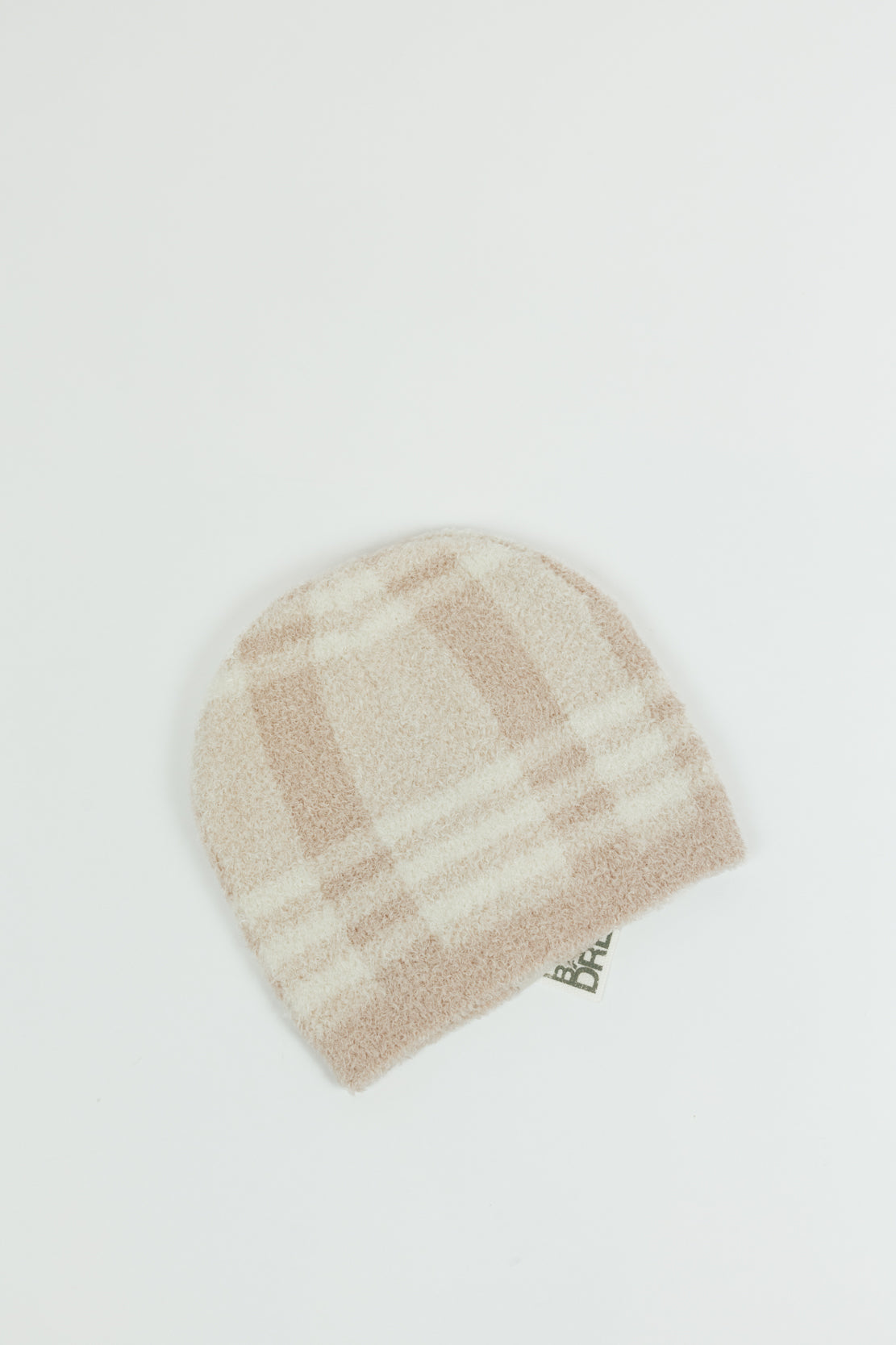 Barefoot Dreams Baby Plaid Beanie | Barely Pink Cream