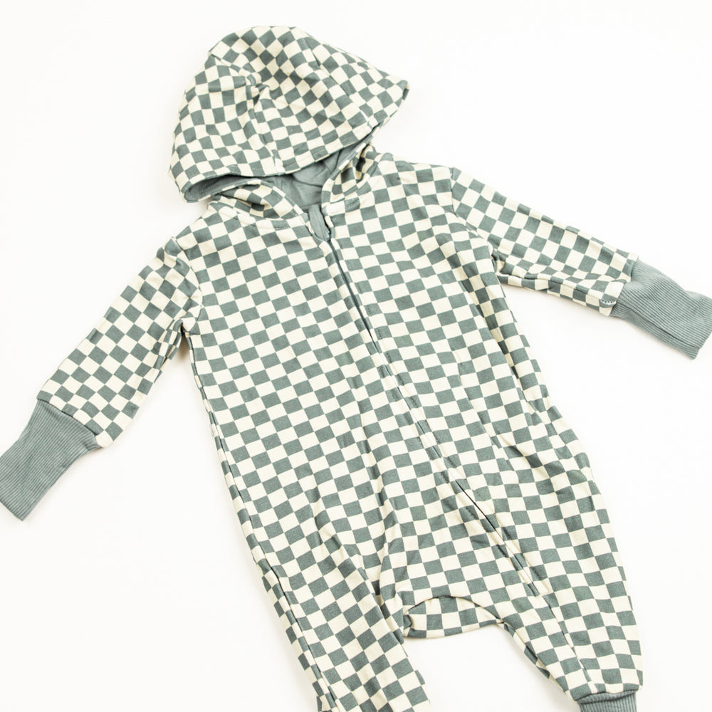 Babysprouts Zip Romper | Checkered In Storm