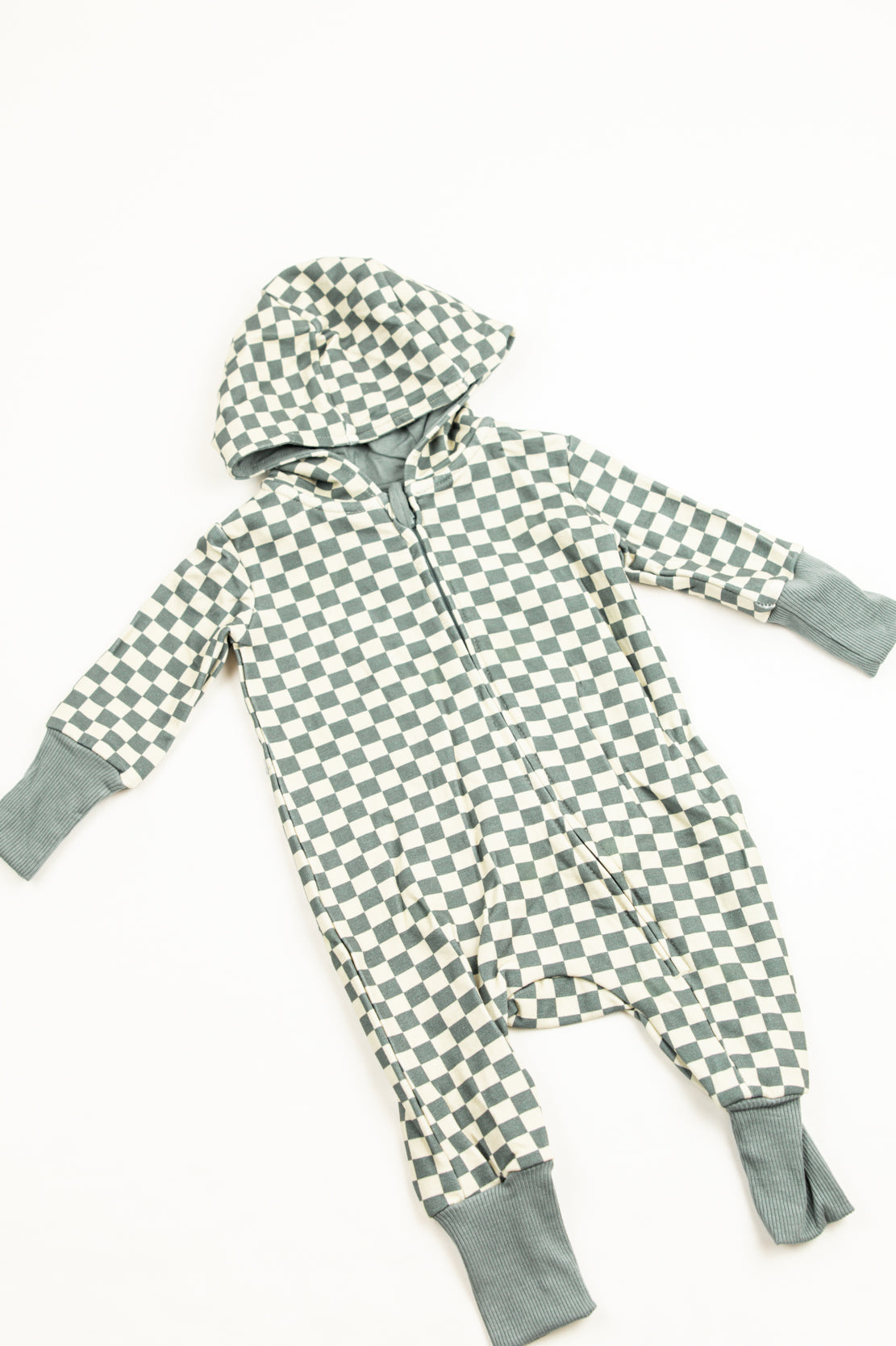 Babysprouts Zip Romper | Checkered In Storm