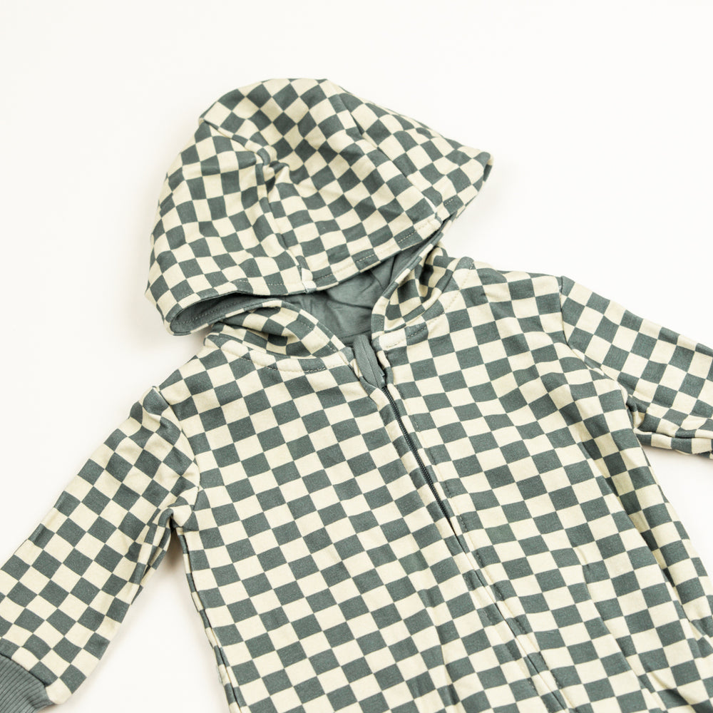 Babysprouts Zip Romper | Checkered In Storm