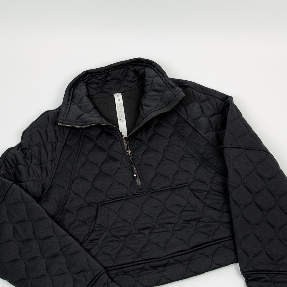 Scuba Oversized Quilted Half Zip | Black