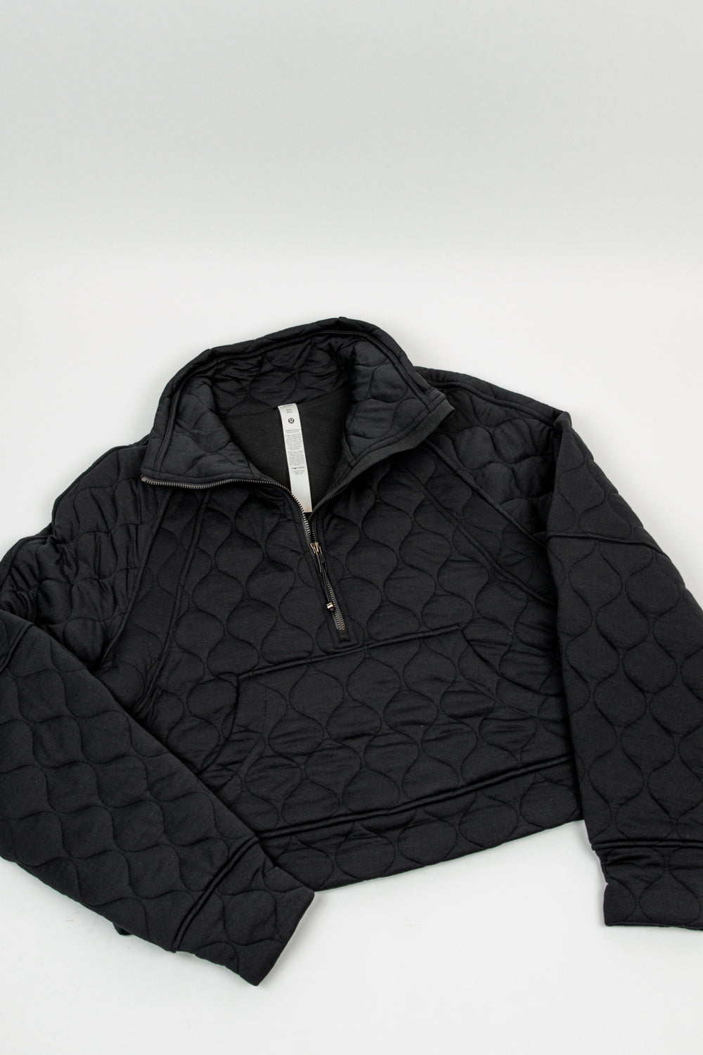 Scuba Oversized Quilted Half Zip | Black