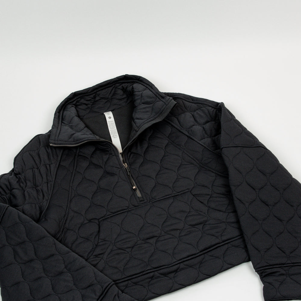 Scuba Oversized Quilted Half Zip | Black