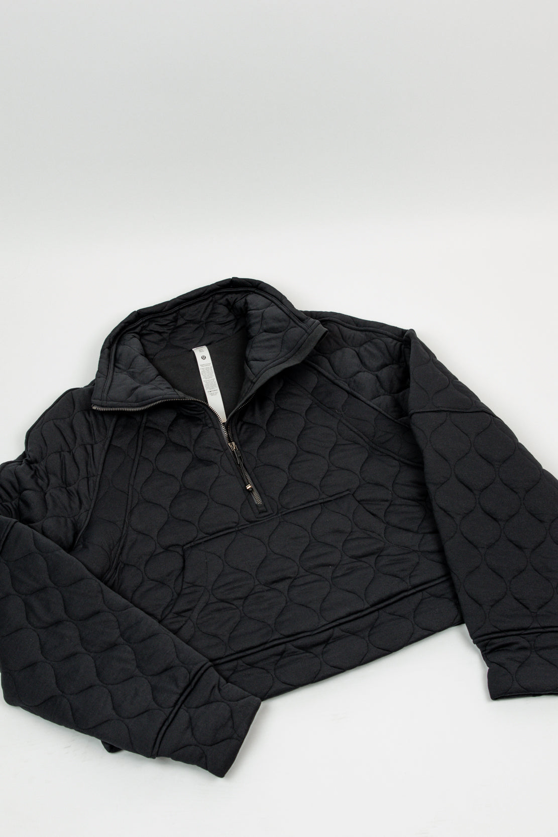 Scuba Oversized Quilted Half Zip | Black