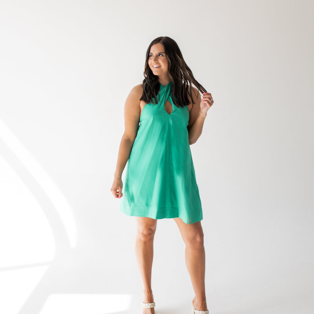 
                      
                        Matilda Halter Neck Mini Dress | Kelly Green
                      
                    