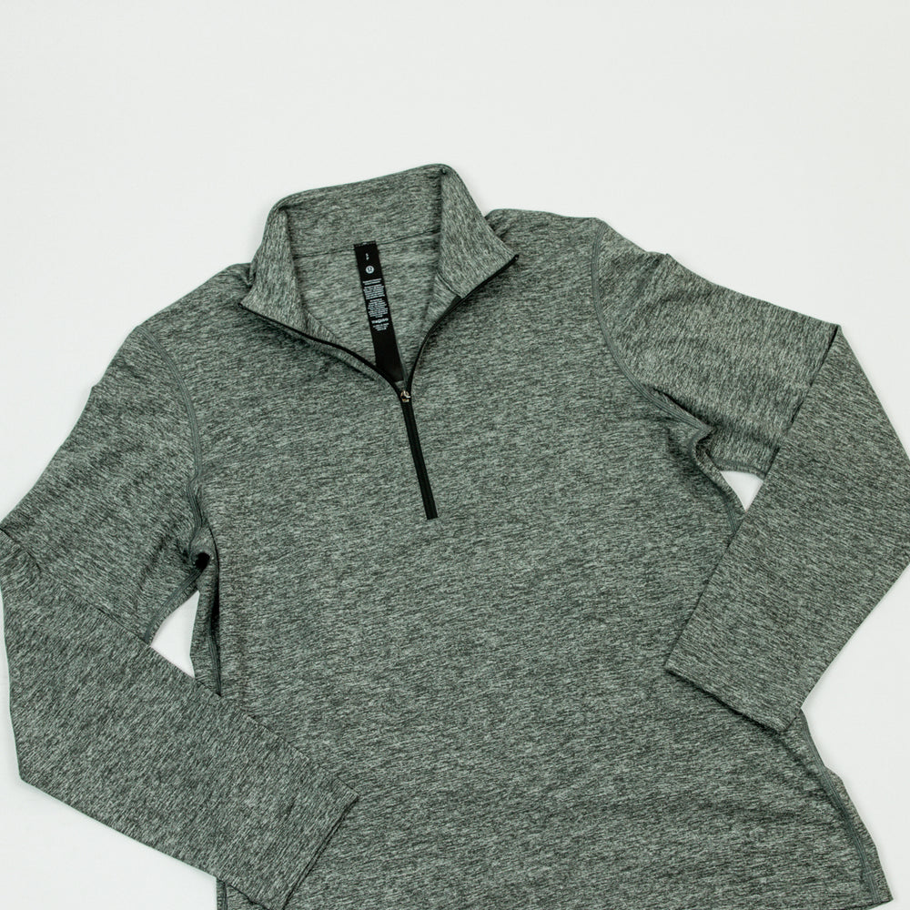 Men's Soft Jersey Half Zip | Heathered Slate Brown/Heathered Jade Grey