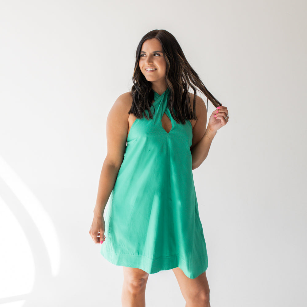 Matilda Halter Neck Mini Dress | Kelly Green