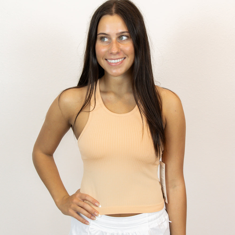 Ebb to Street Cropped Racerback Tank Top | Peach Bellini