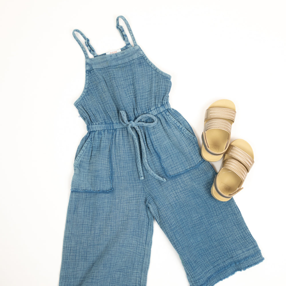 
                      
                        Girls' Cotton Gauze Jumpsuit | Washed Blue
                      
                    