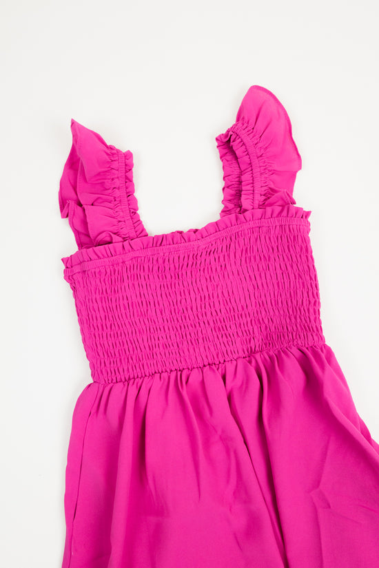 Girls' Woven Midi Dress | Hot Pink