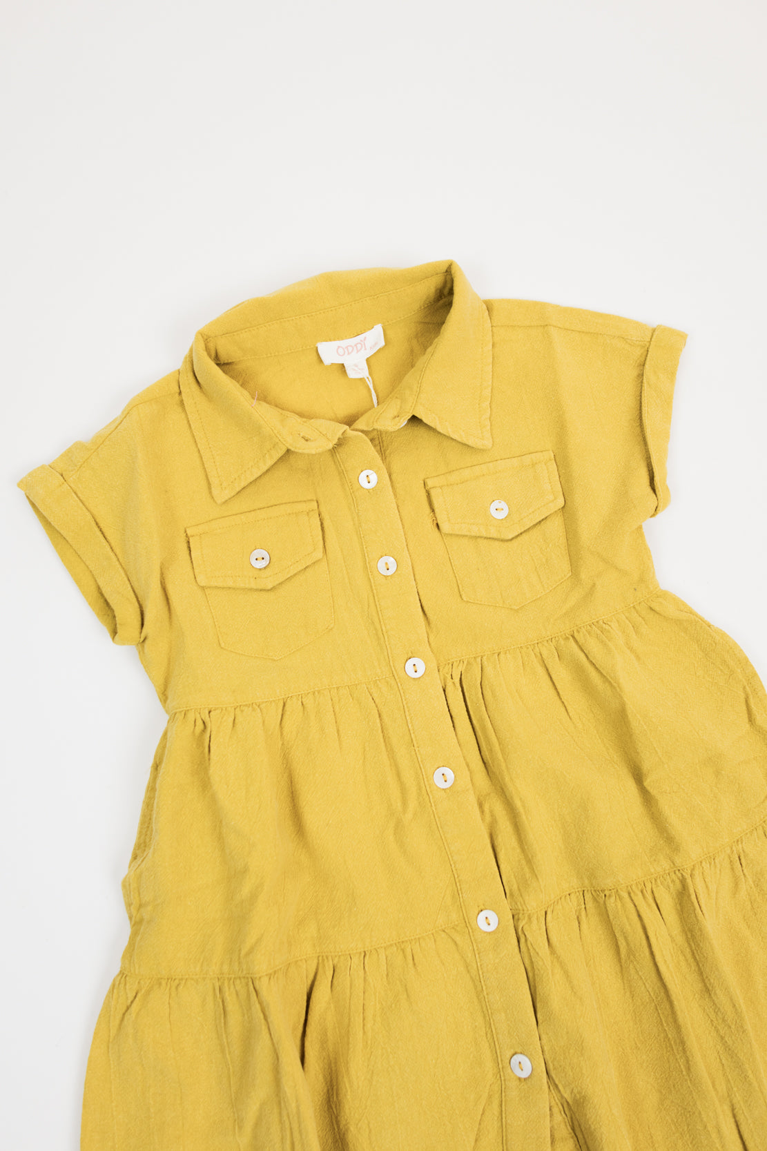 Girls' Tiered Short Sleeve Dress | Washed Yellow