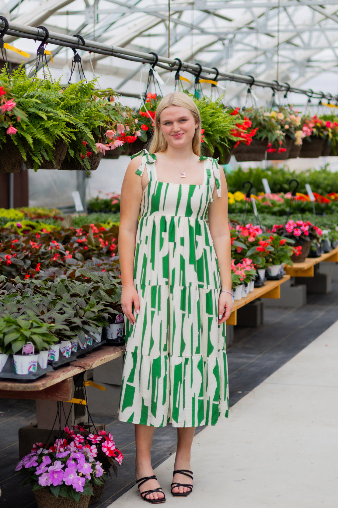 Finley Abstract Print Midi Dress | Green