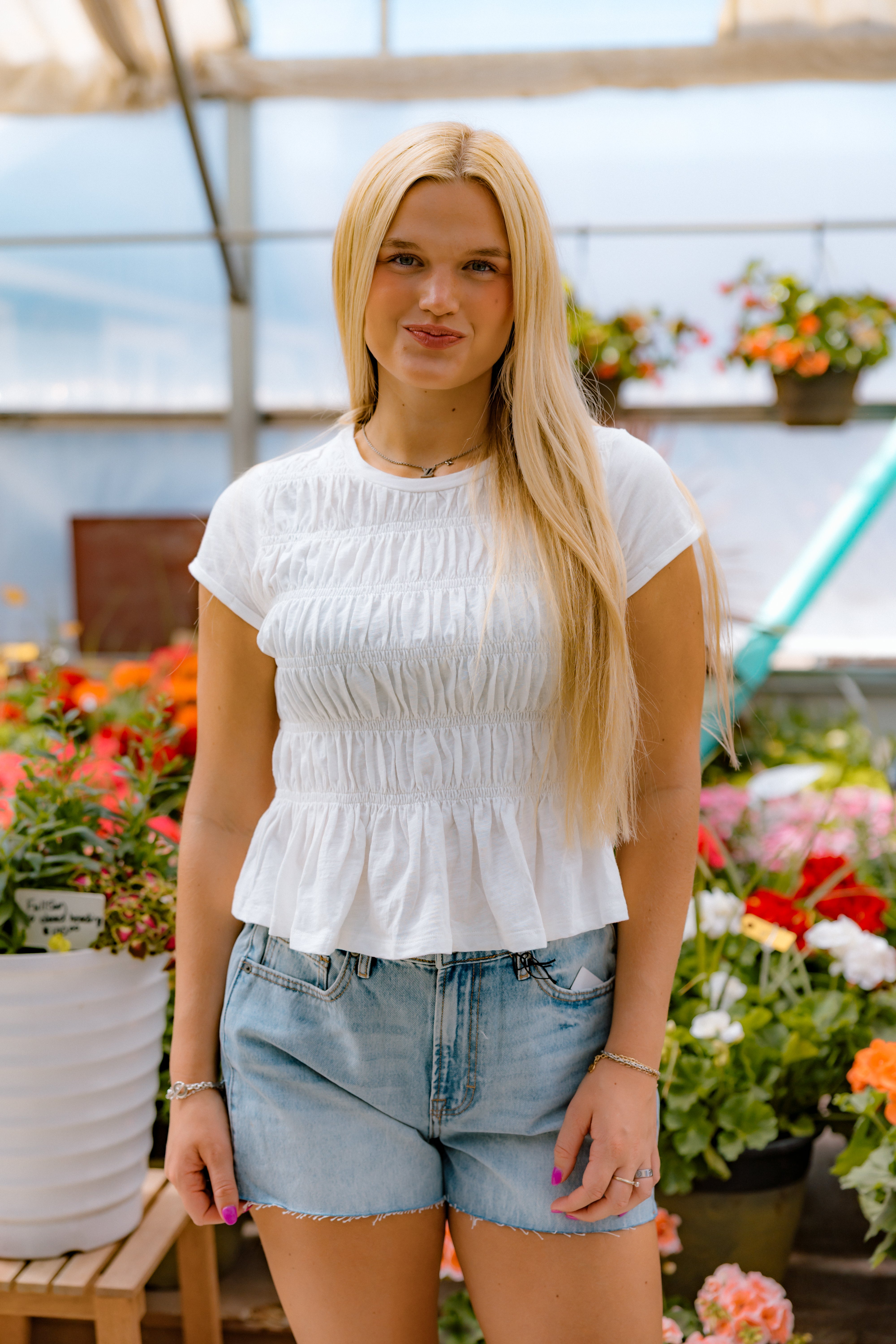 Emme Smocked Top | White