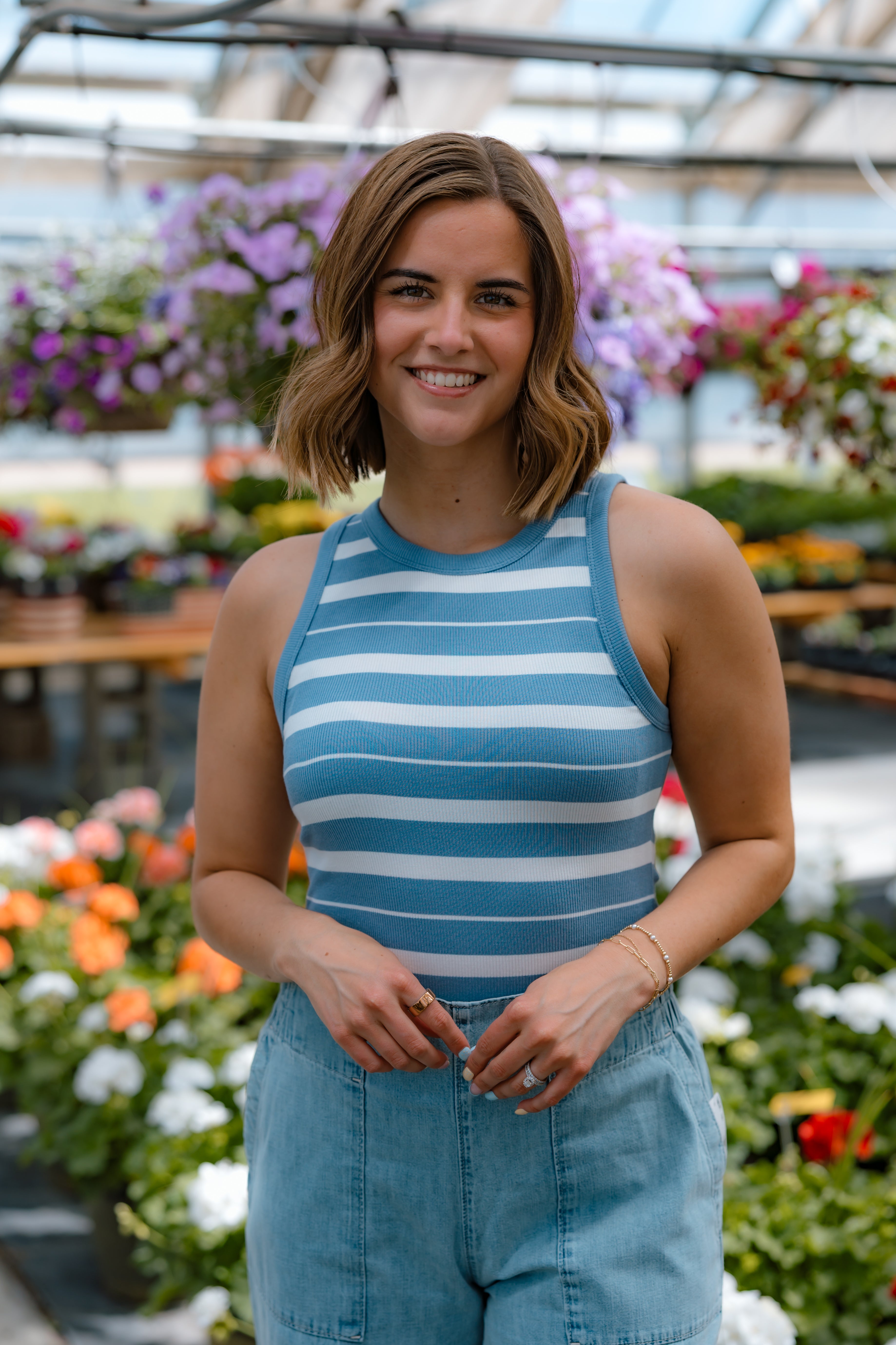 Edlin Striped Tank | Cloud Blue Ivory