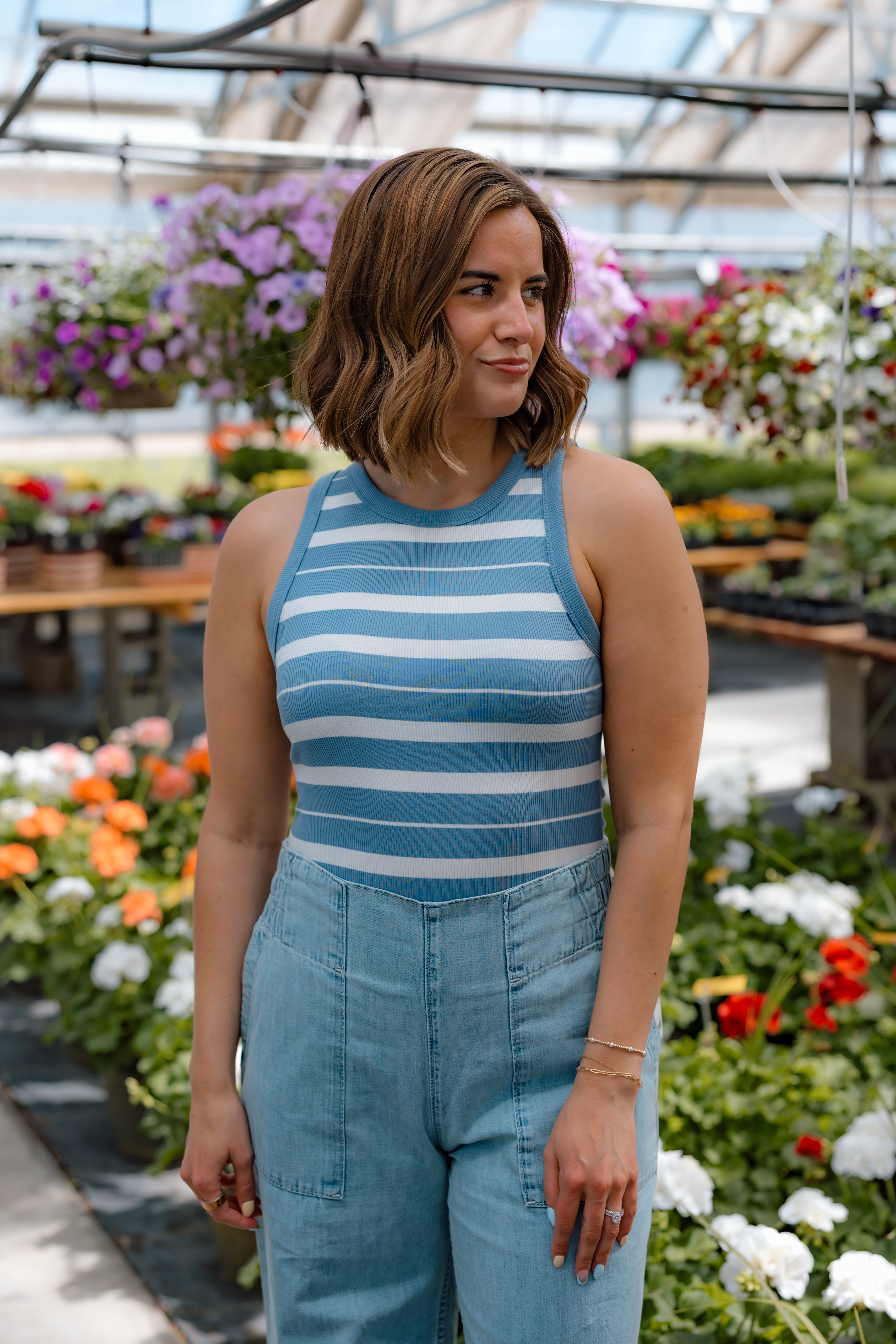 Edlin Striped Tank | Cloud Blue Ivory