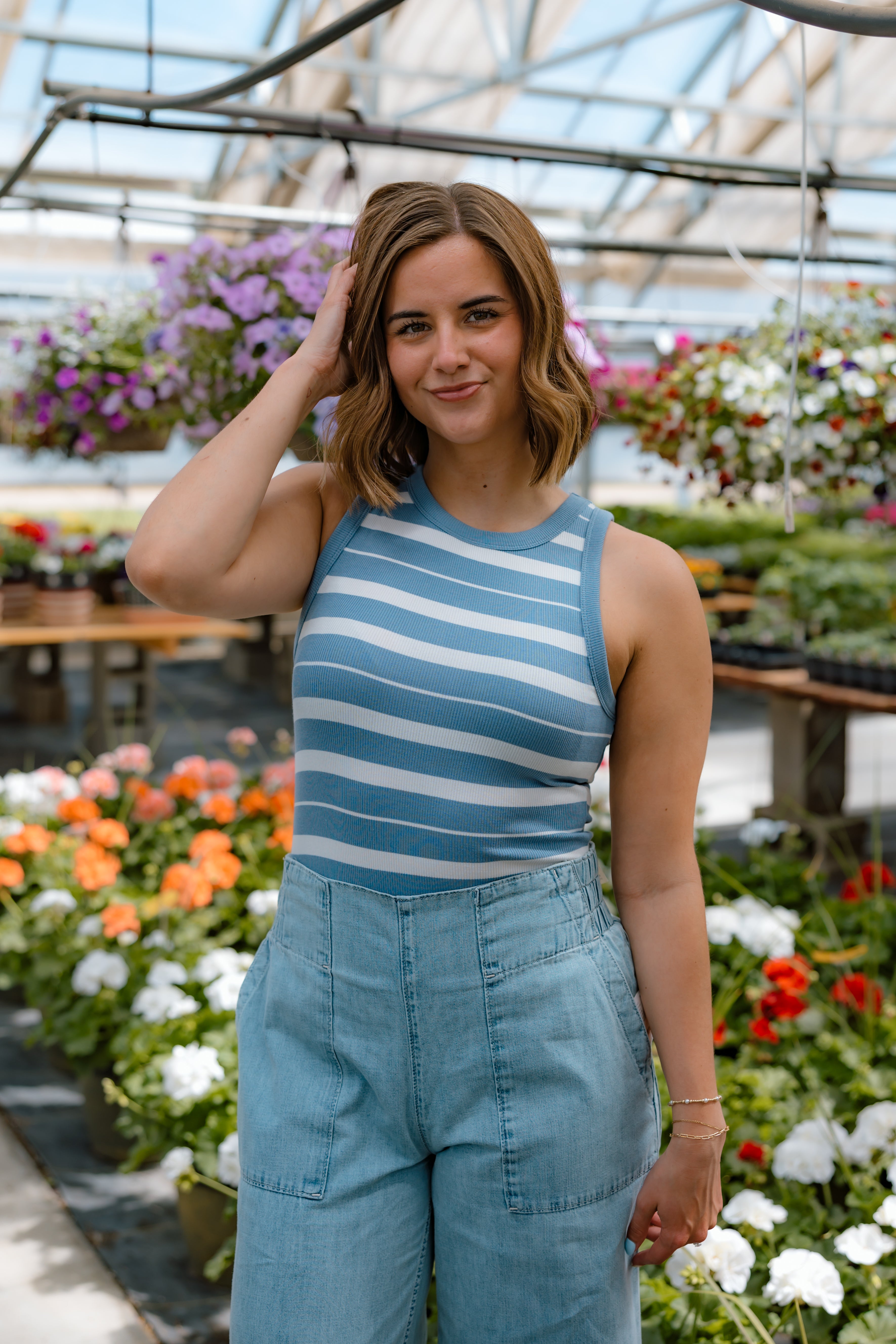 Edlin Striped Tank | Cloud Blue Ivory