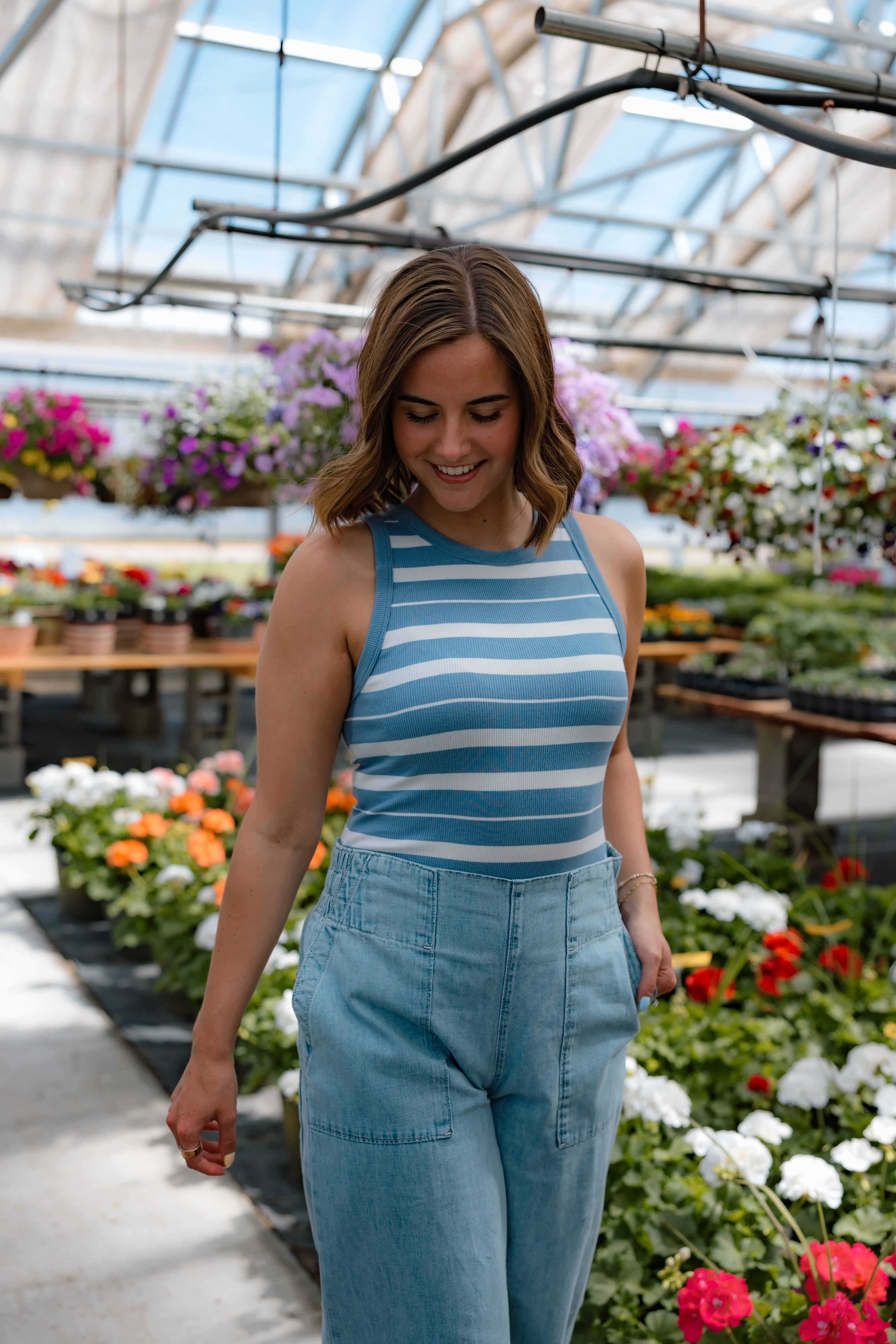 Edlin Striped Tank | Cloud Blue Ivory