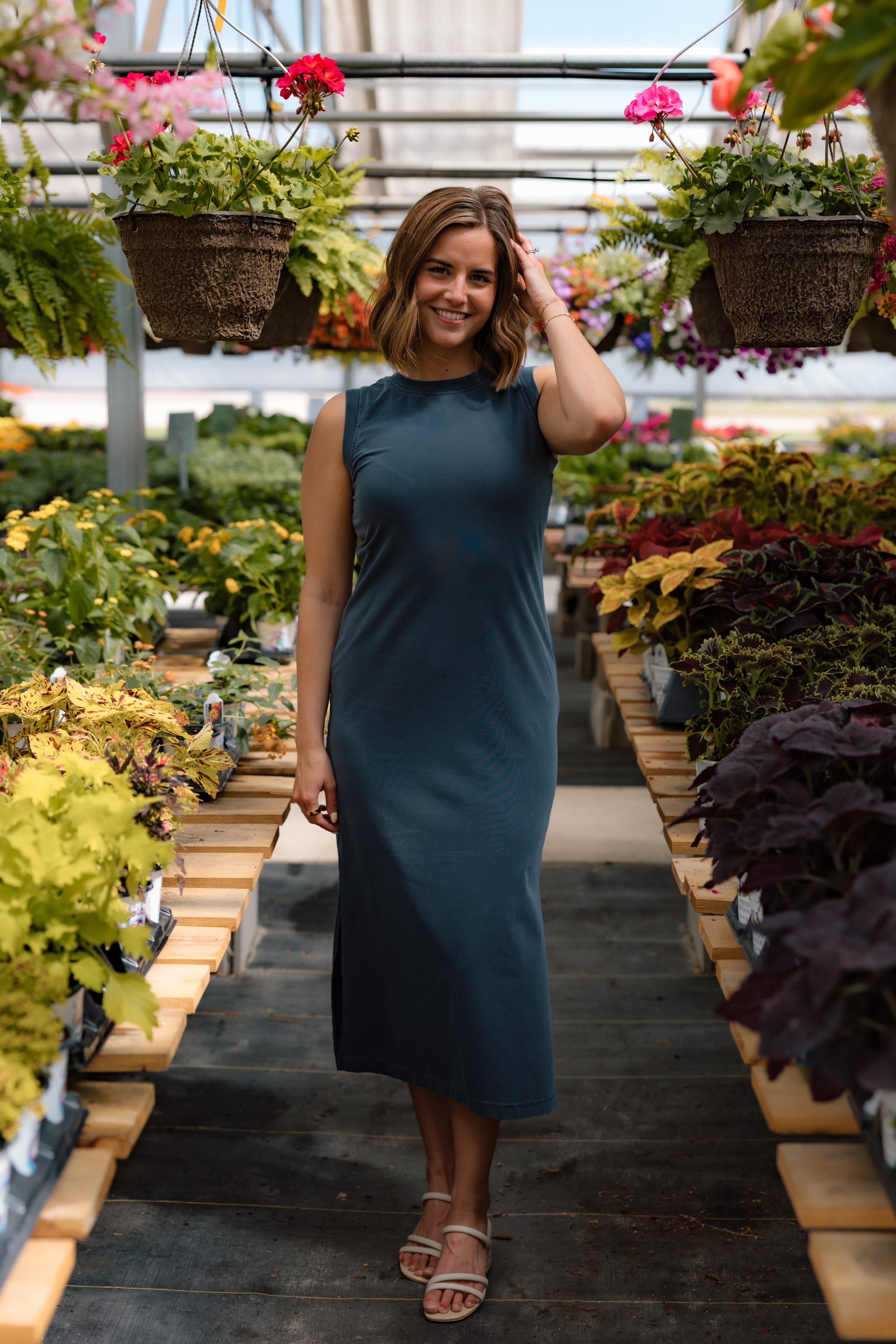 Miranda Sleeveless Midi Shirt Dress | Navy
