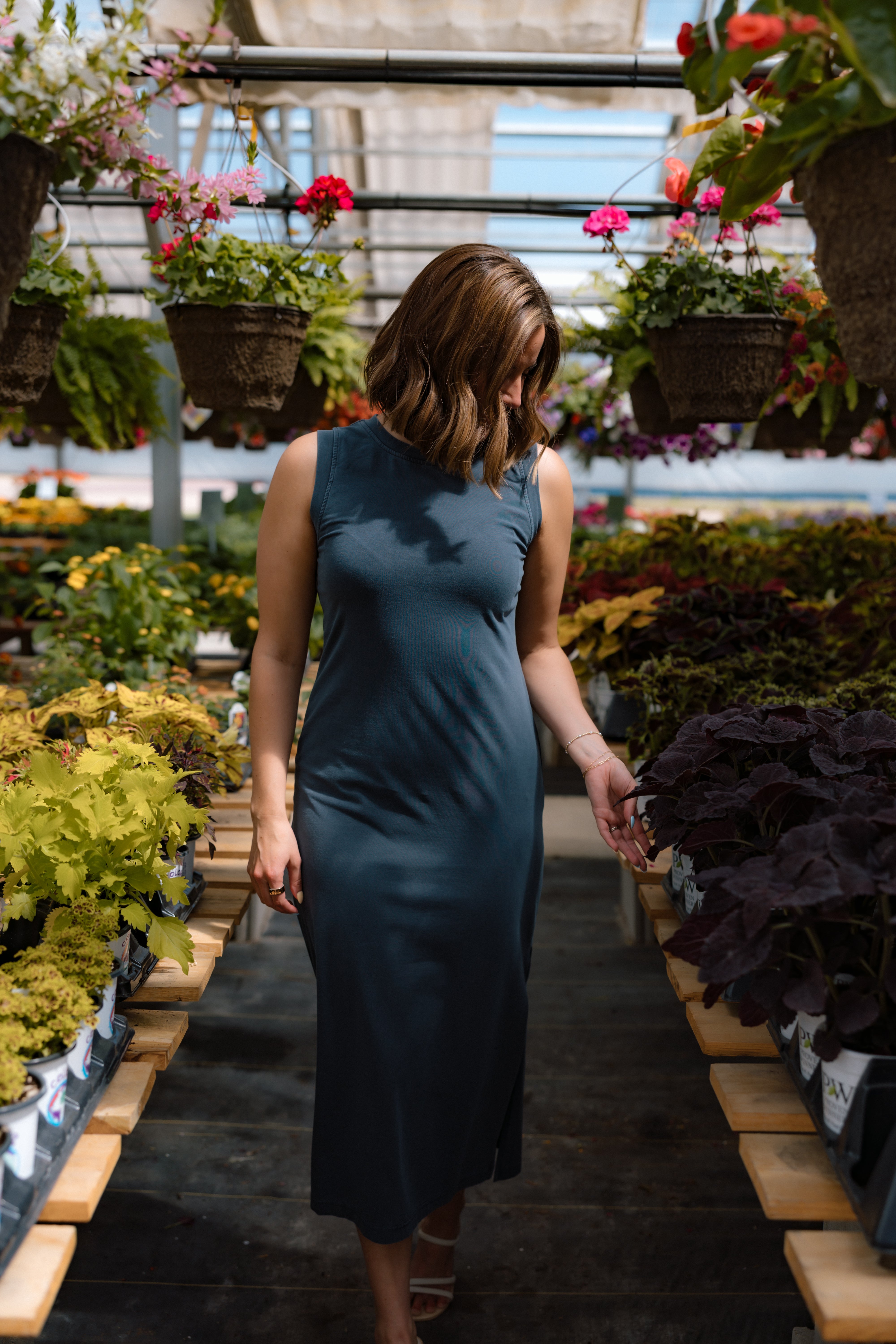 Miranda Sleeveless Midi Shirt Dress | Navy