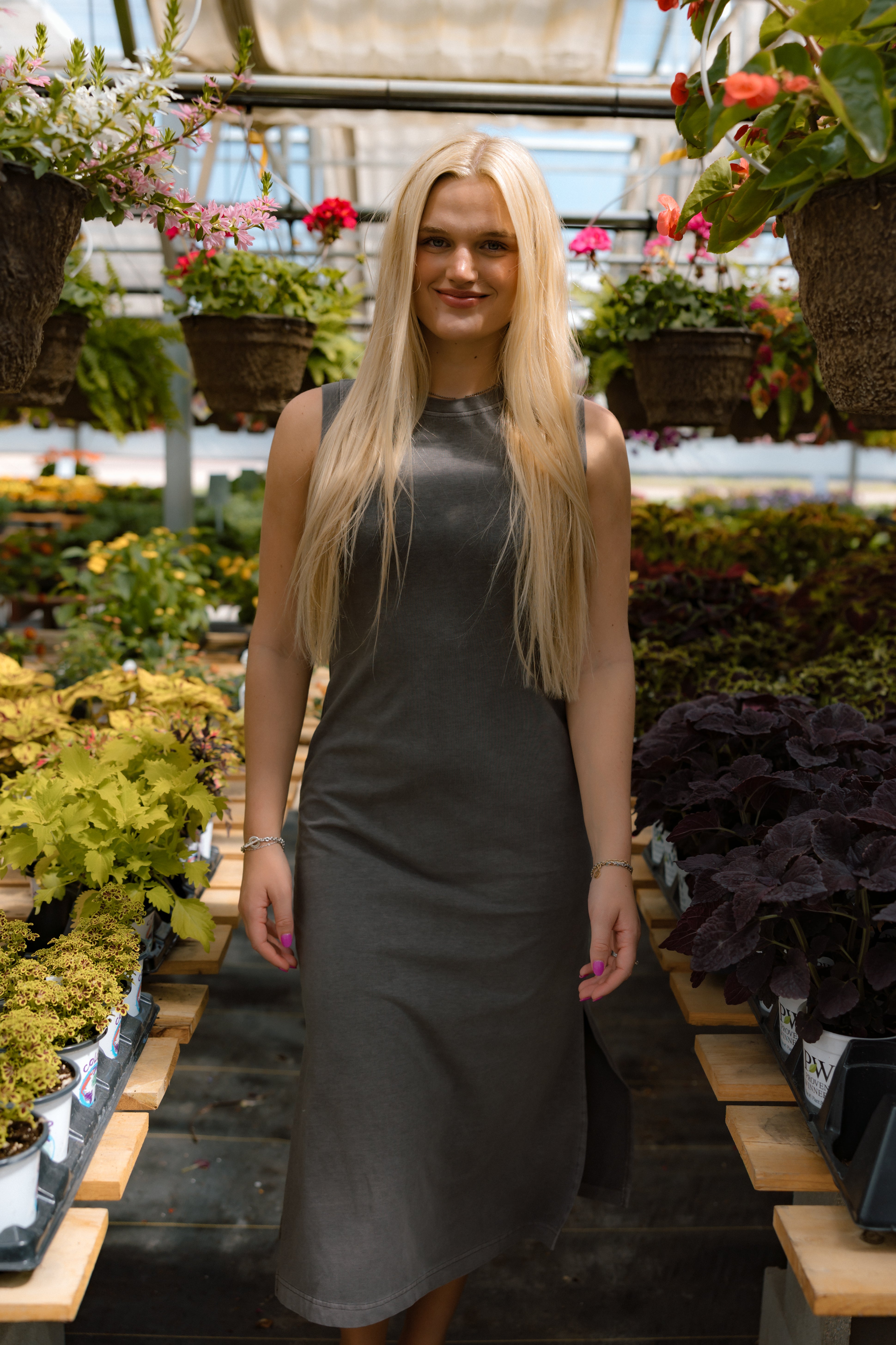 Miranda Sleeveless Midi Shirt Dress | Charcoal