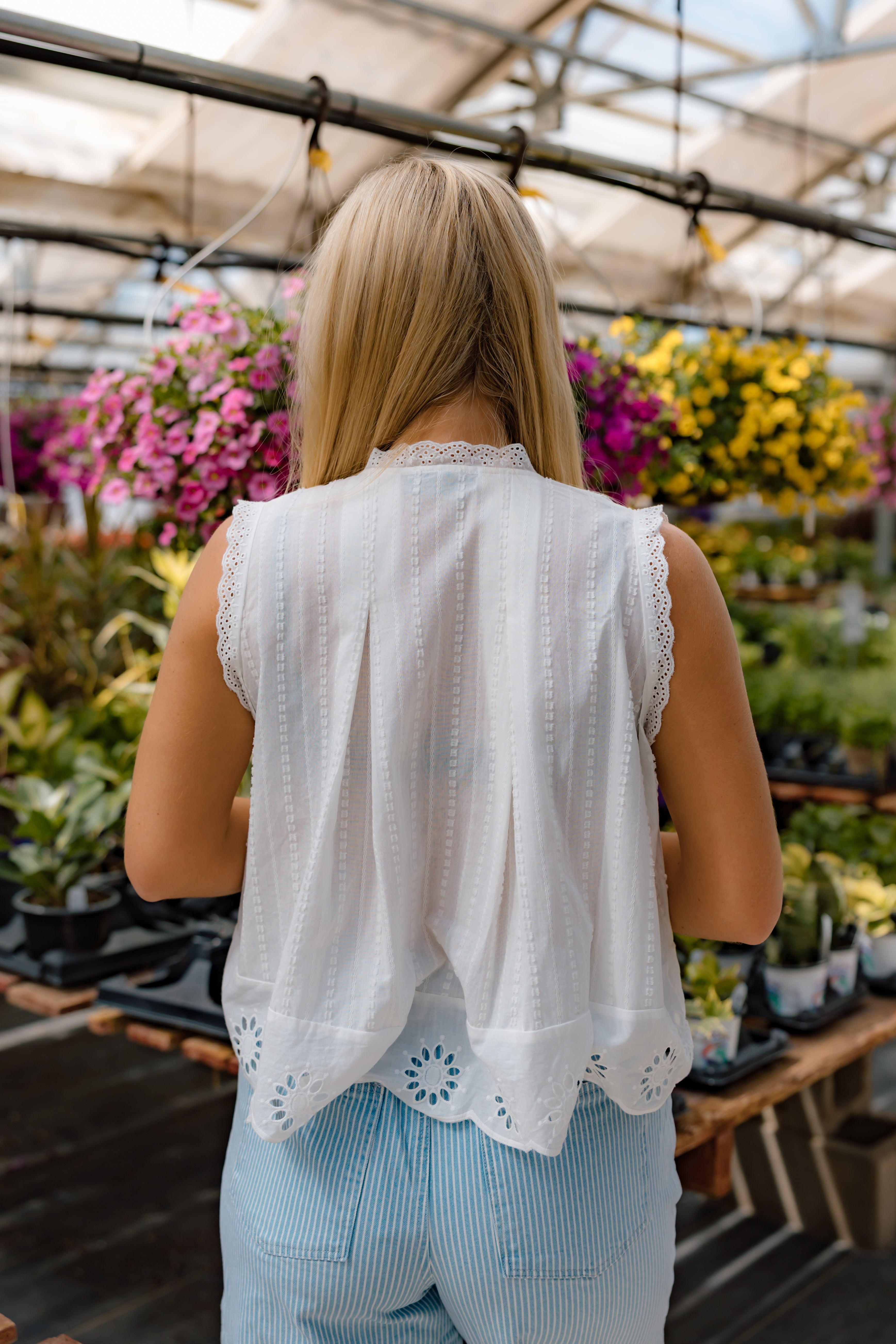 Adva Eyelet Button Down Top | Off White