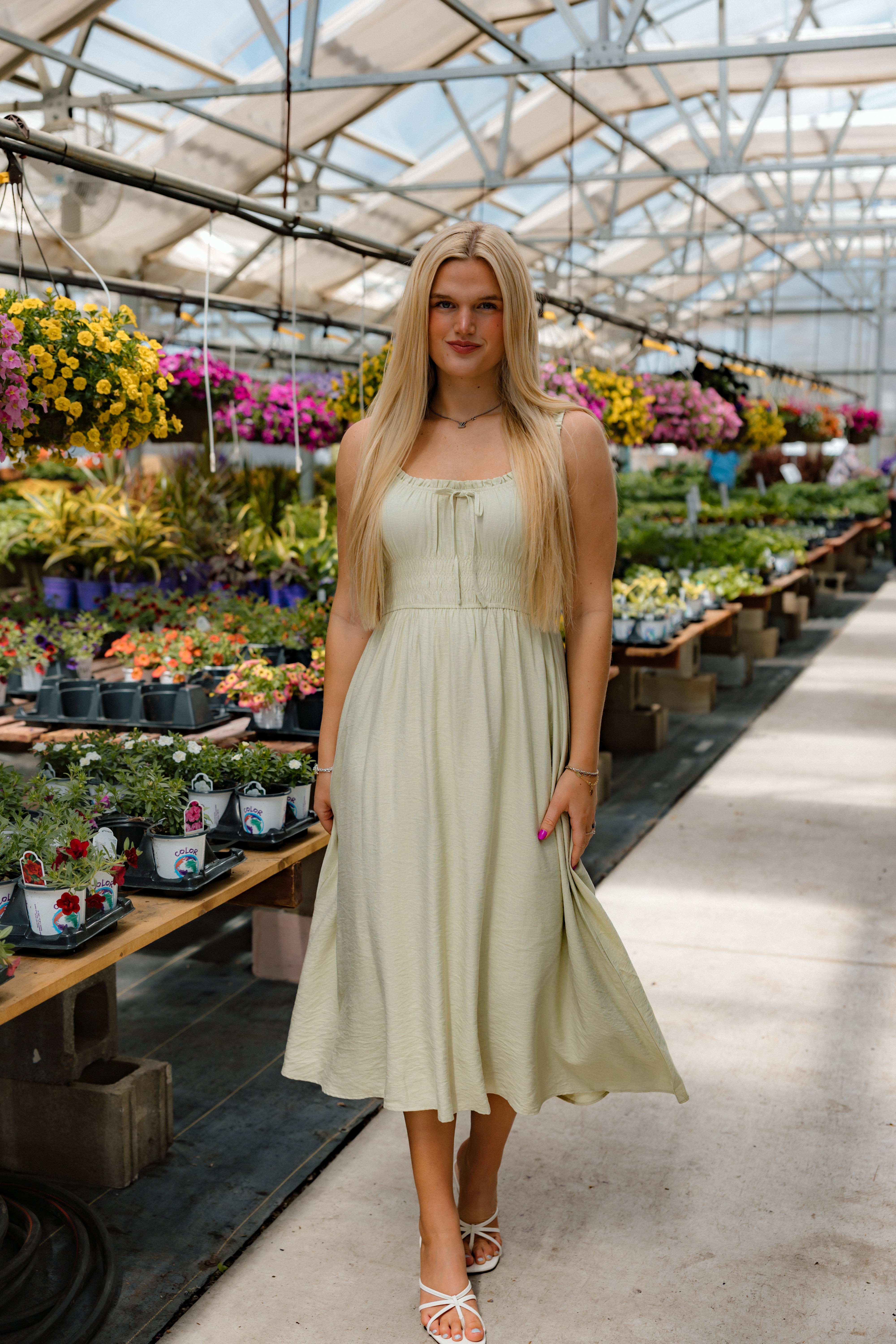 Sarah Front Tie Midi Dress | Sage
