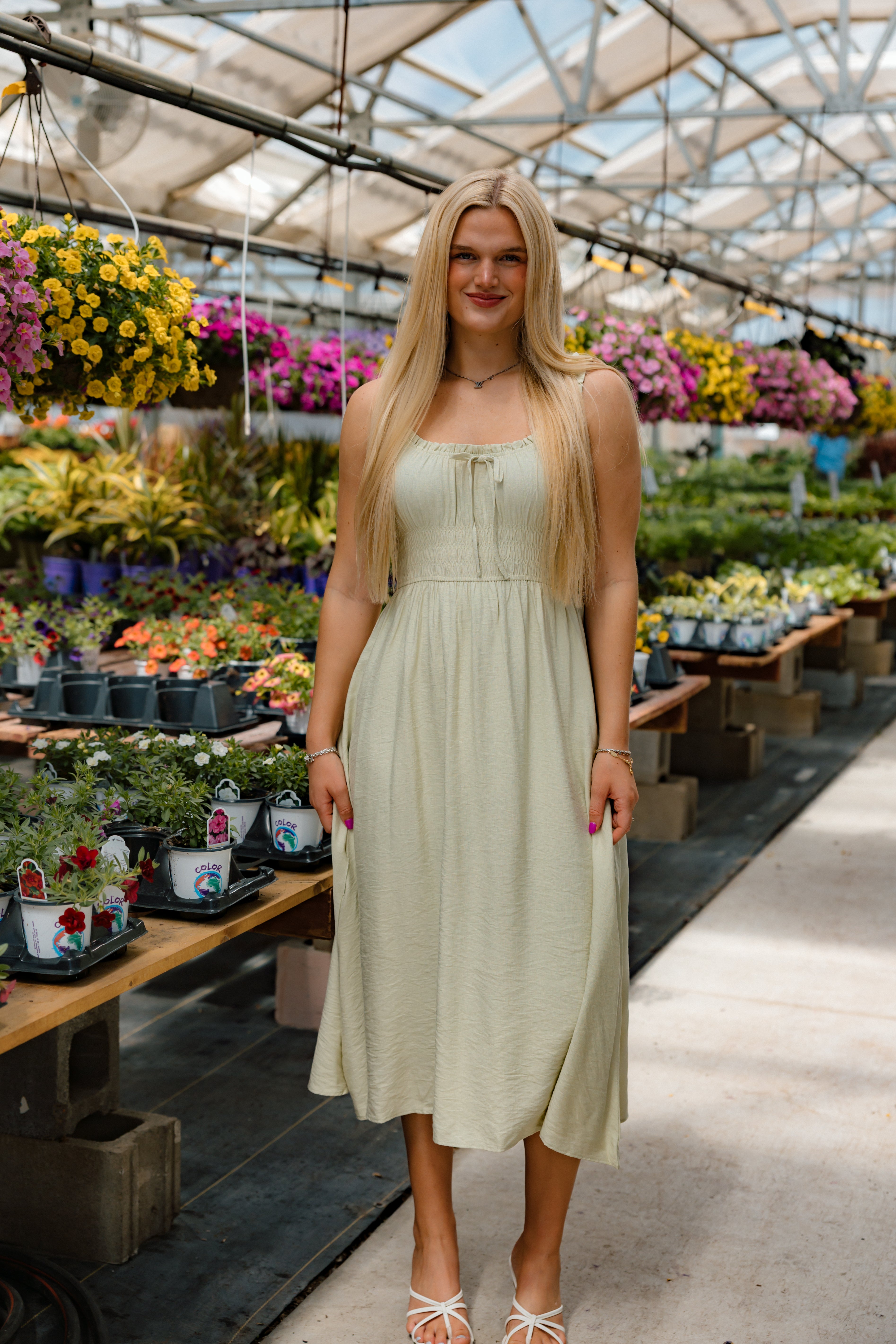 Sarah Front Tie Midi Dress | Sage